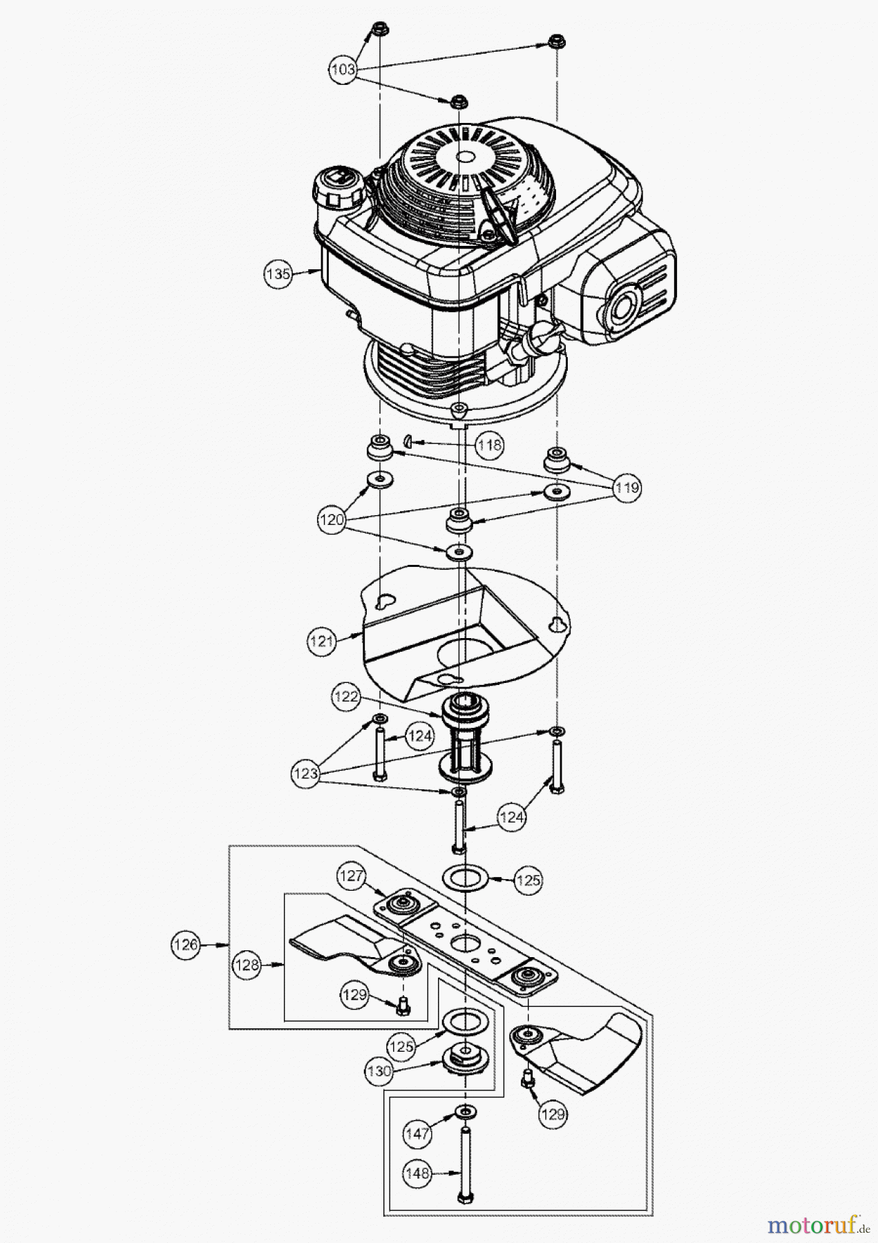  AS-Motor (neu) Rasen Profi-Rasenmäher AS 43 und 47 casa Heckauswurfmäher AS 43 H Casa ab FNr. 018707101001 Motor und Messer AS 43 H casa