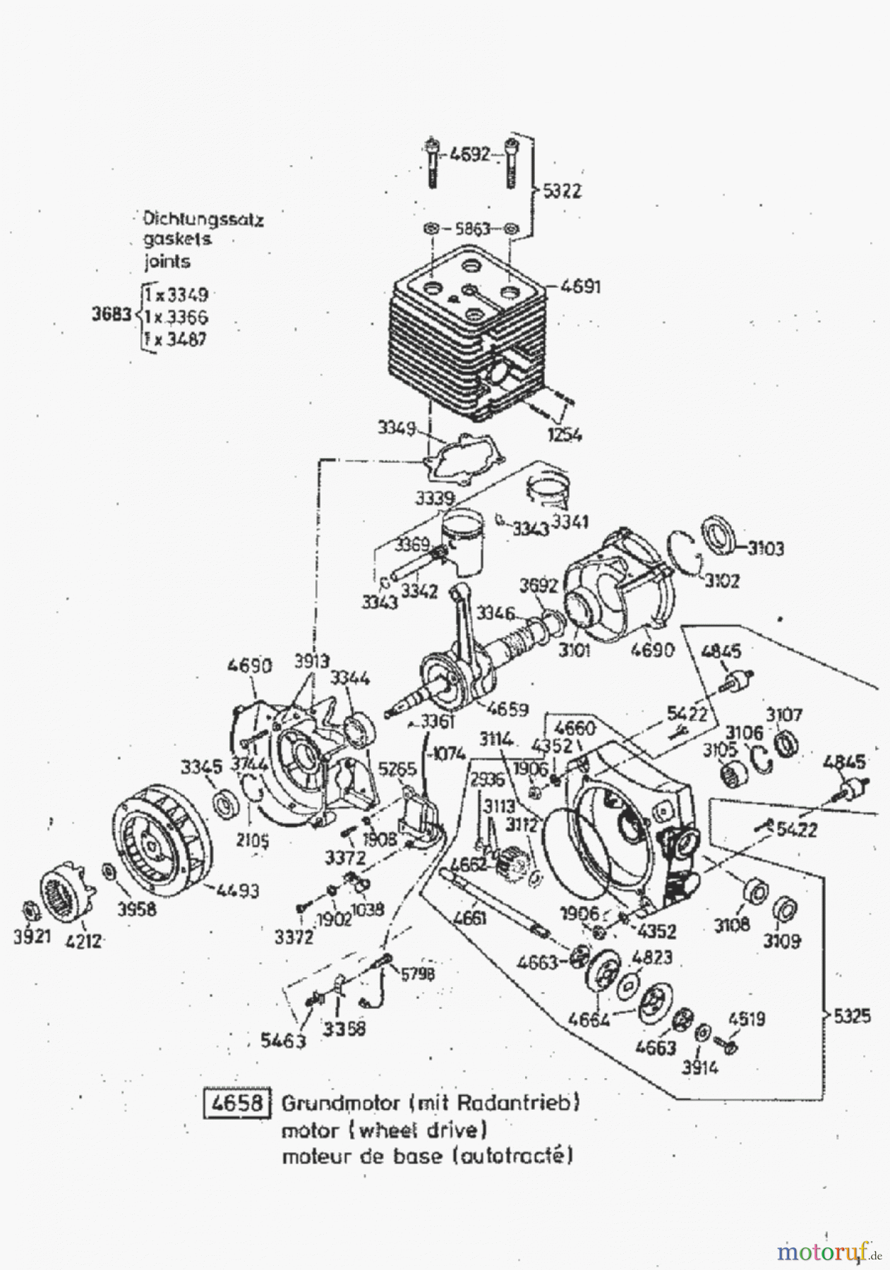 AS-Motor (neu) Rasen Profi-Rasenmäher AS 45 Universal AS 45 B3A ab FNr. 0060111001 Grundmotor