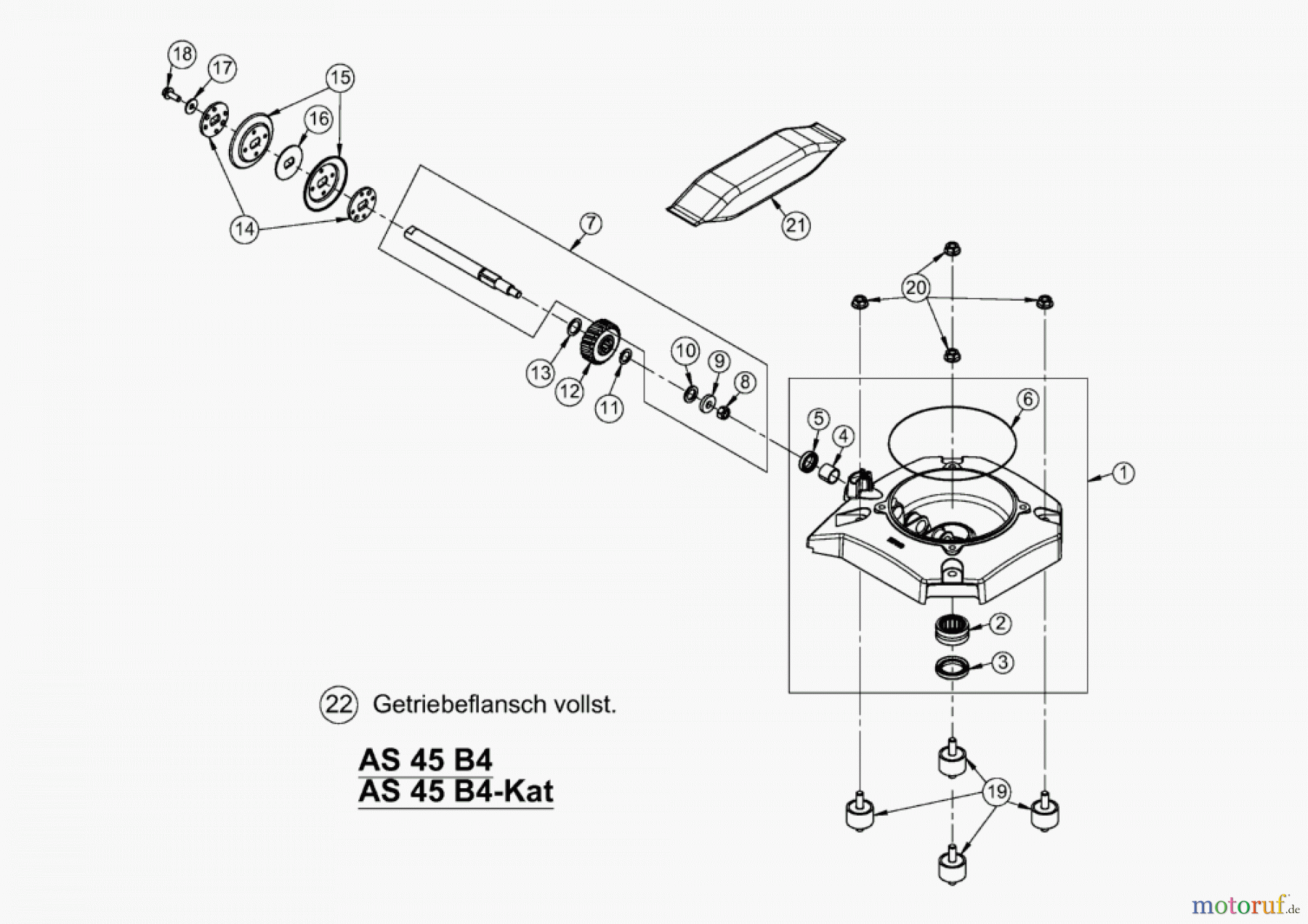  AS-Motor (neu) Rasen Profi-Rasenmäher AS 45 Universal AS 45 B4 ab FNr. 007709060001 Getriebeflansch vollst.