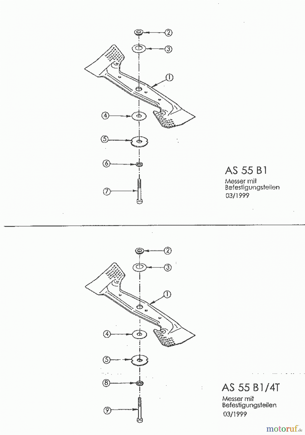  AS-Motor (neu) Rasen Profi-Rasenmäher AS 55 Heckauswurf AS 55 B1 ab FNr. 0130833001 Messer