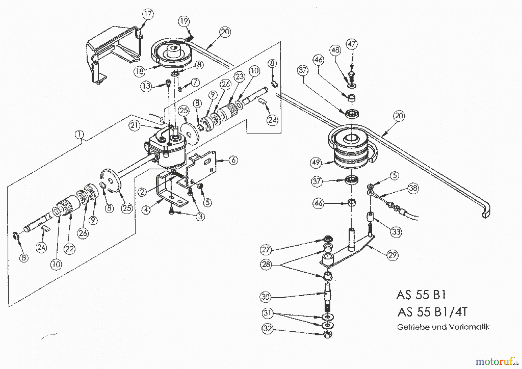 AS-Motor (neu) Rasen Profi-Rasenmäher AS 55 Heckauswurf AS 55 B1 ab FNr. 0130833001 Variomatik
