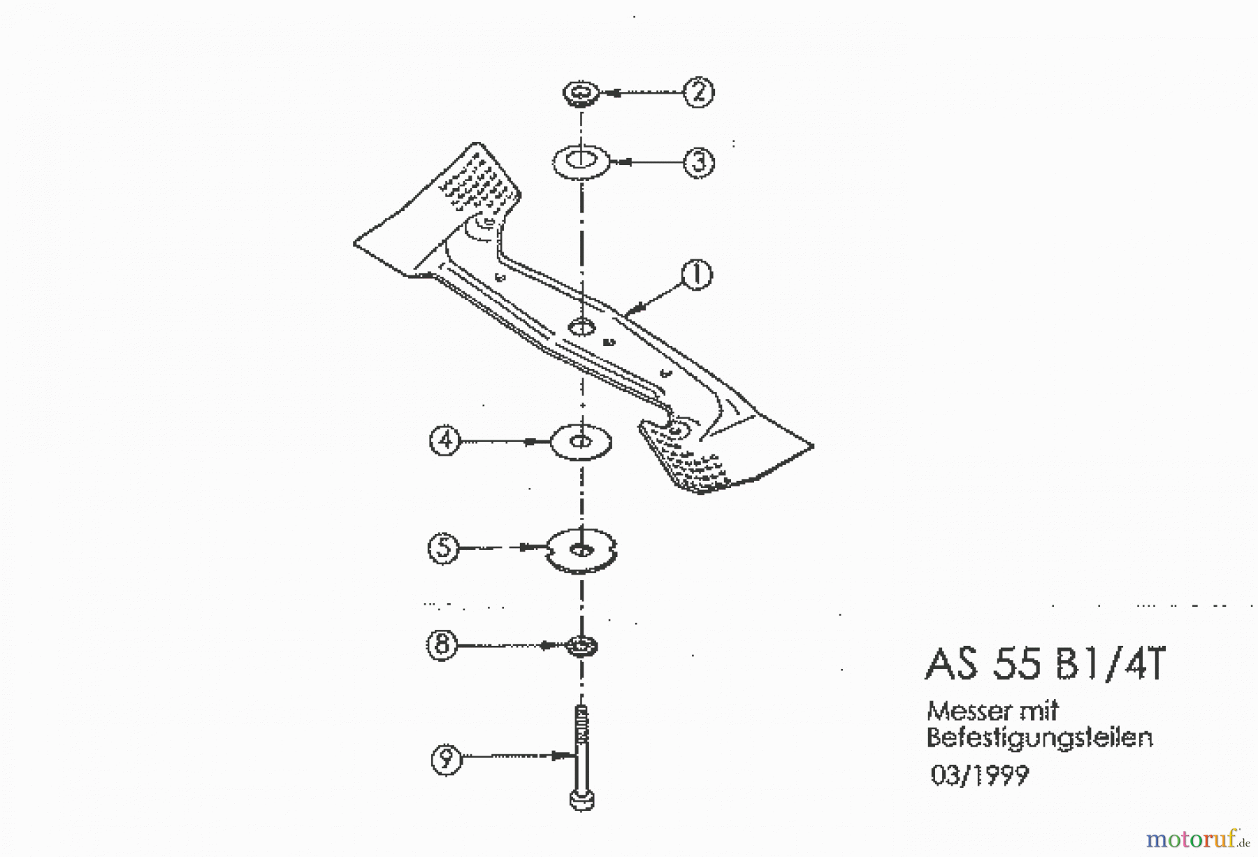  AS-Motor (neu) Rasen Profi-Rasenmäher AS 55 Heckauswurf AS 55 B1/4T ab FNr. 0131833001 Messer