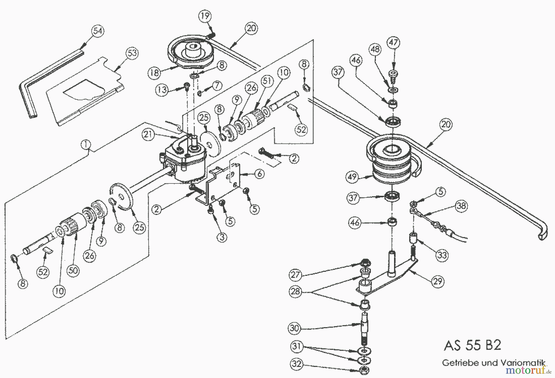 AS-Motor (neu) Rasen Profi-Rasenmäher AS 55 Heckauswurf AS 55 B2 ab FNr. 014502202001 Getriebe und Variomatik