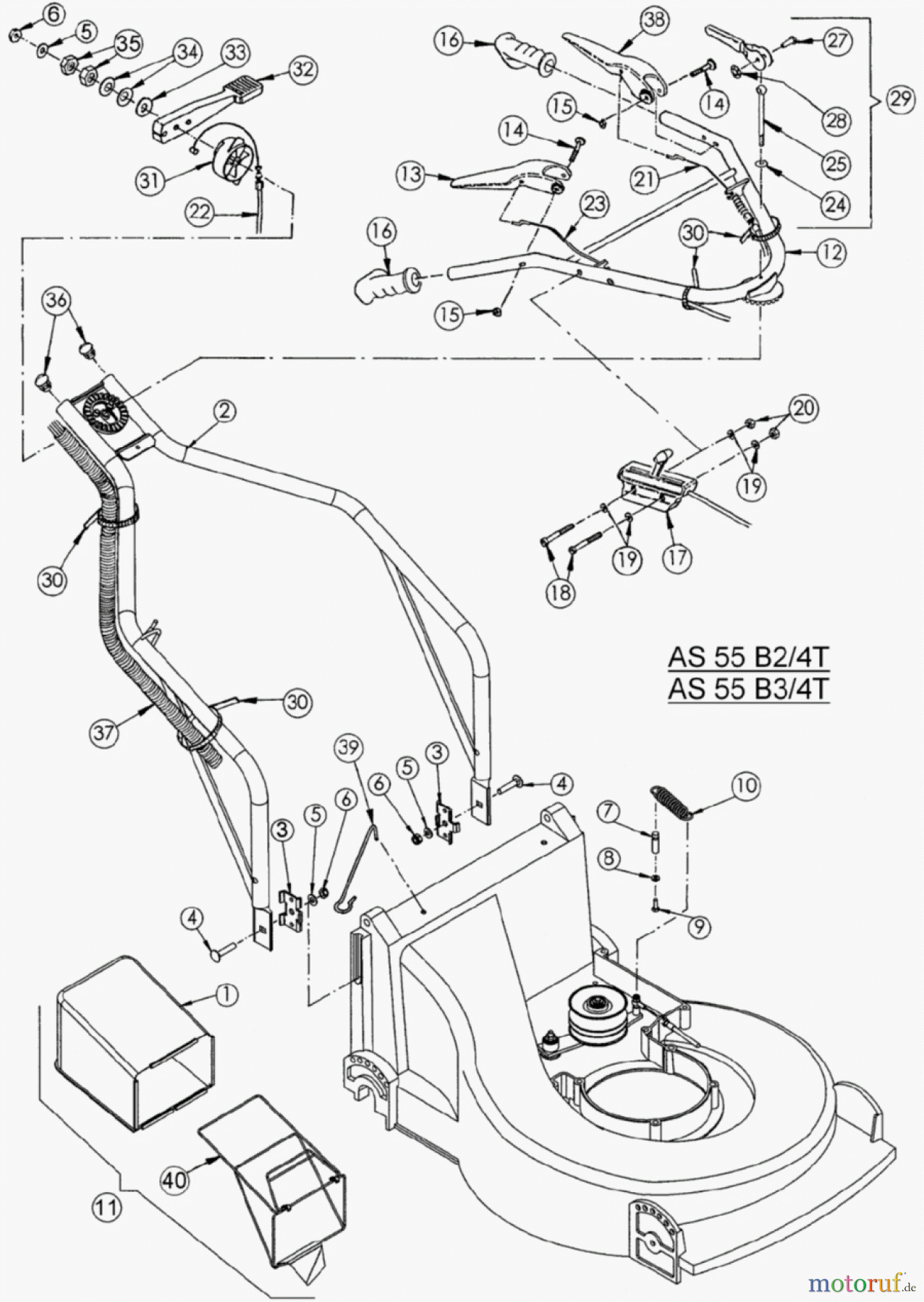 AS-Motor (neu) Rasen Profi-Rasenmäher AS 55 Heckauswurf AS 55 B2/4T ab FNr. 014802303001 Lenkholm