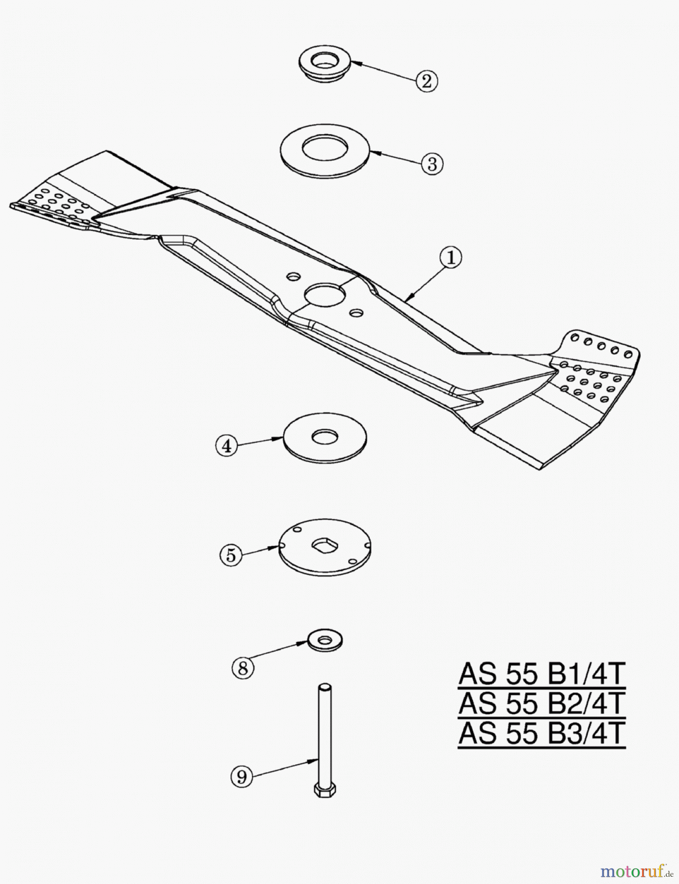 AS-Motor (neu) Rasen Profi-Rasenmäher AS 55 Heckauswurf AS 55 B3/4T ab FNr. 016504404001 Messer