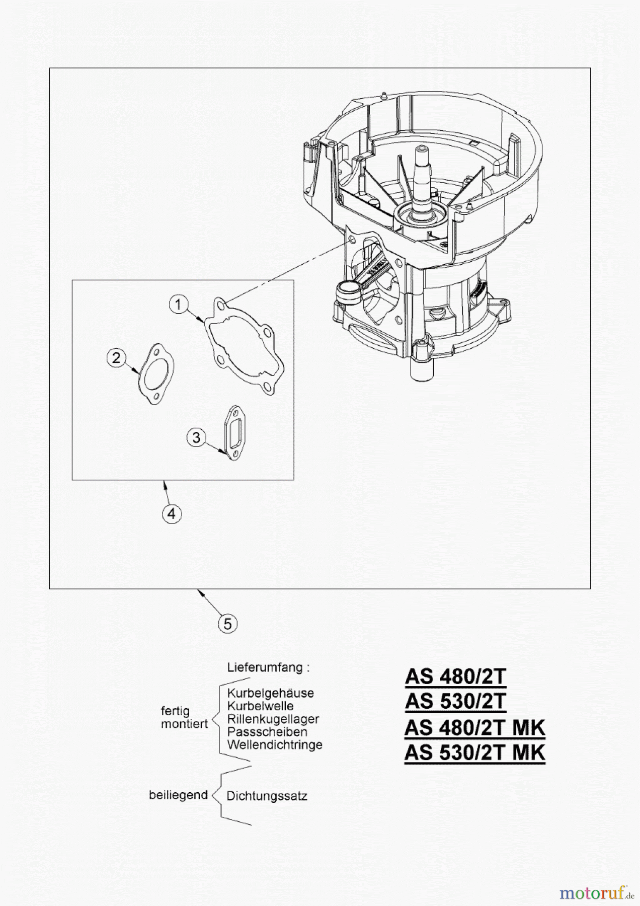AS-Motor (neu) Rasen Profi-Rasenmäher AS 480 Heckauswurf AS 480/2T MK ab FNr. 019007202001 Rumpfmotor