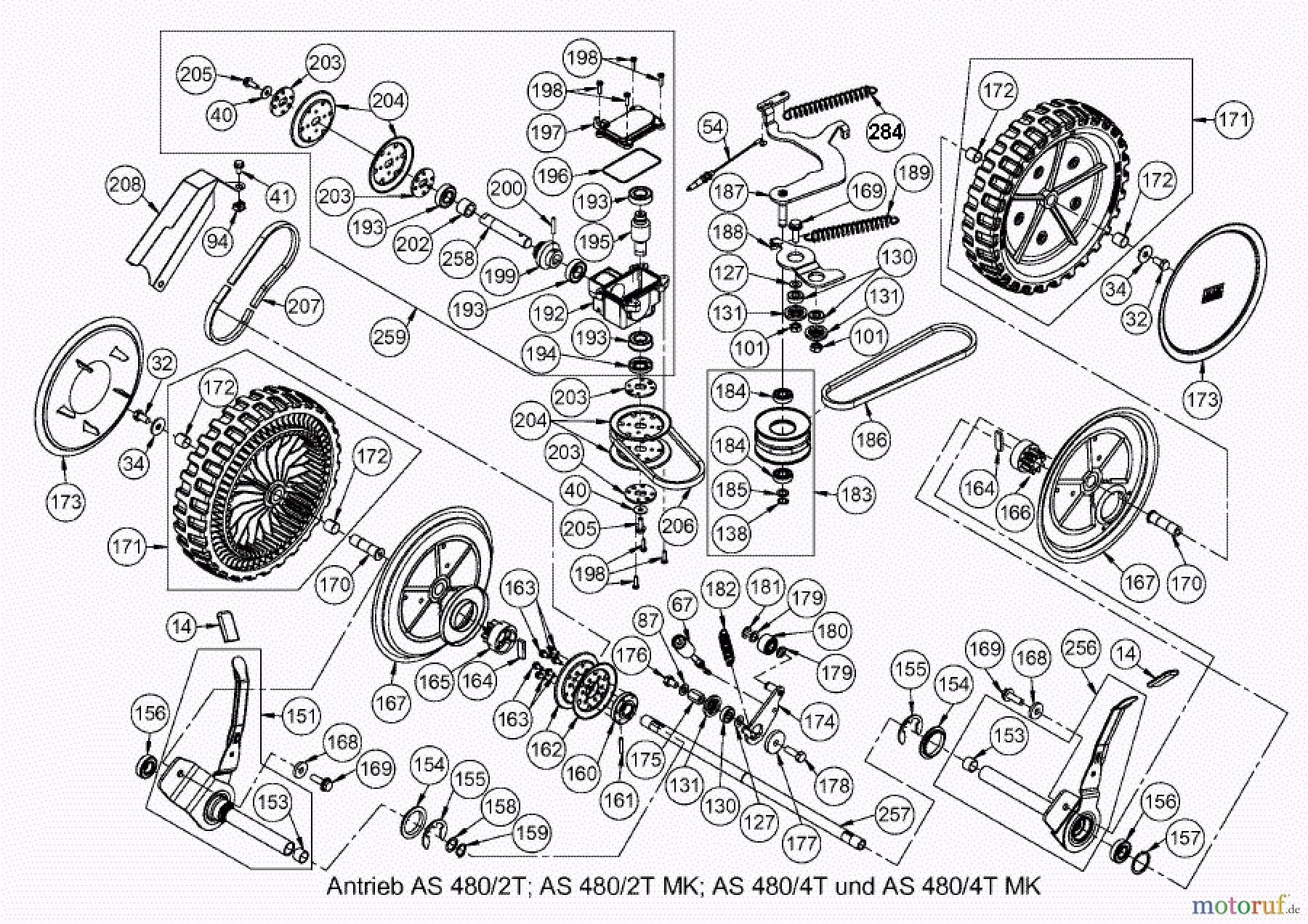 AS-Motor (neu) Rasen Profi-Rasenmäher AS 480 Heckauswurf AS 480/4T MK ab FNr. 019207202001 Antrieb