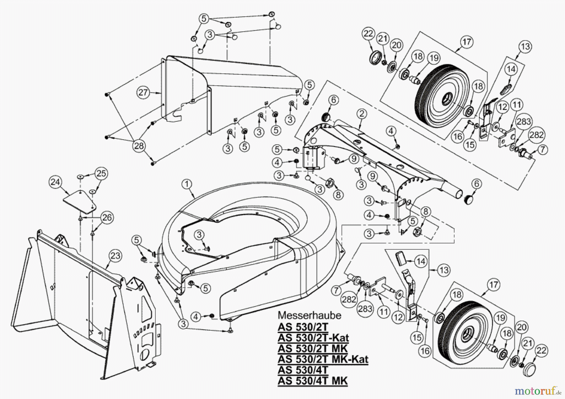 AS-Motor (neu) Rasen Profi-Rasenmäher AS 530 Heckauswurf AS 530/2T MK cat ab FNr. 020608050001 Messerhaube