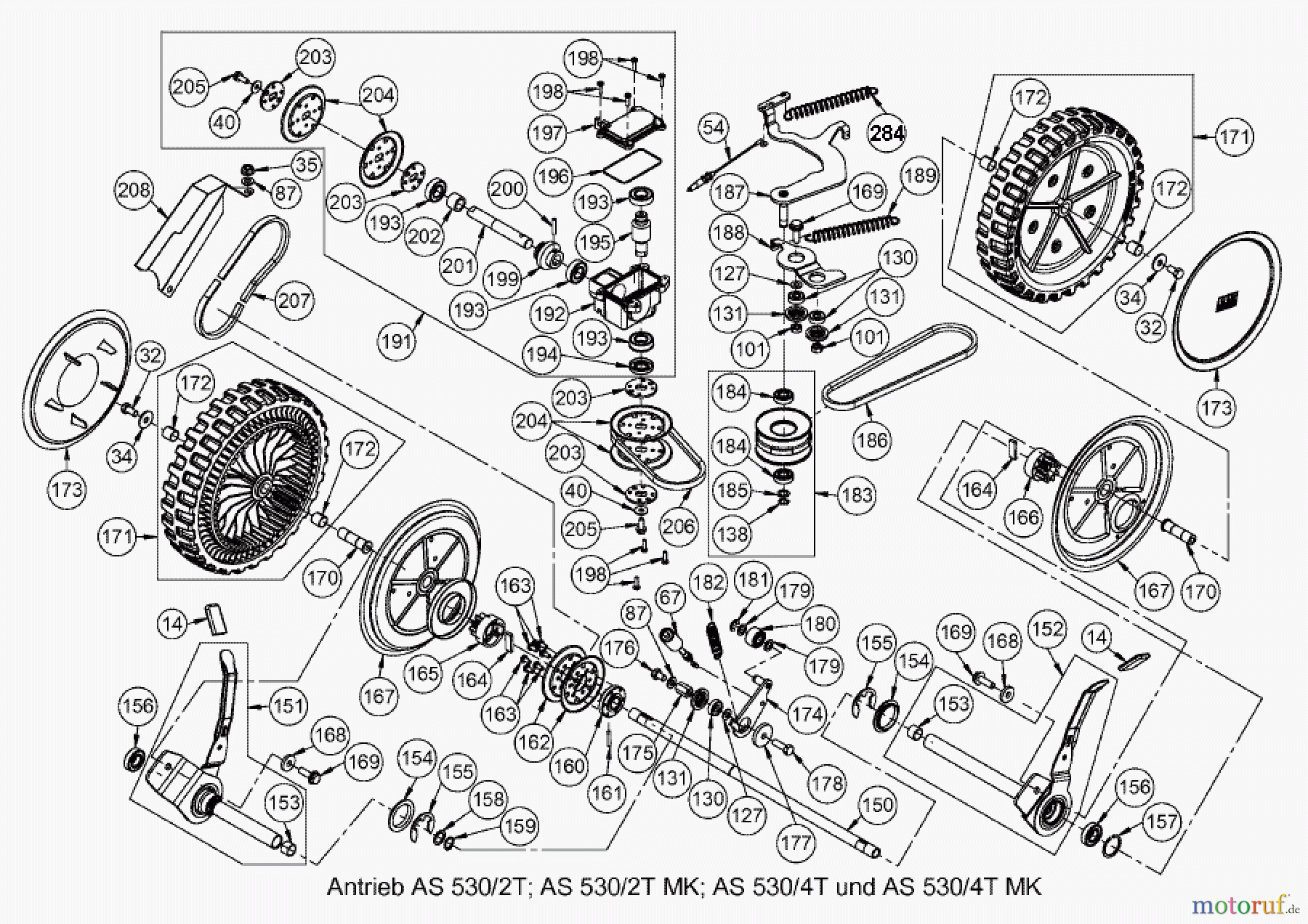 AS-Motor (neu) Rasen Profi-Rasenmäher AS 530 Heckauswurf AS 530/4T MK ab FNr. 019607202001 Antrieb