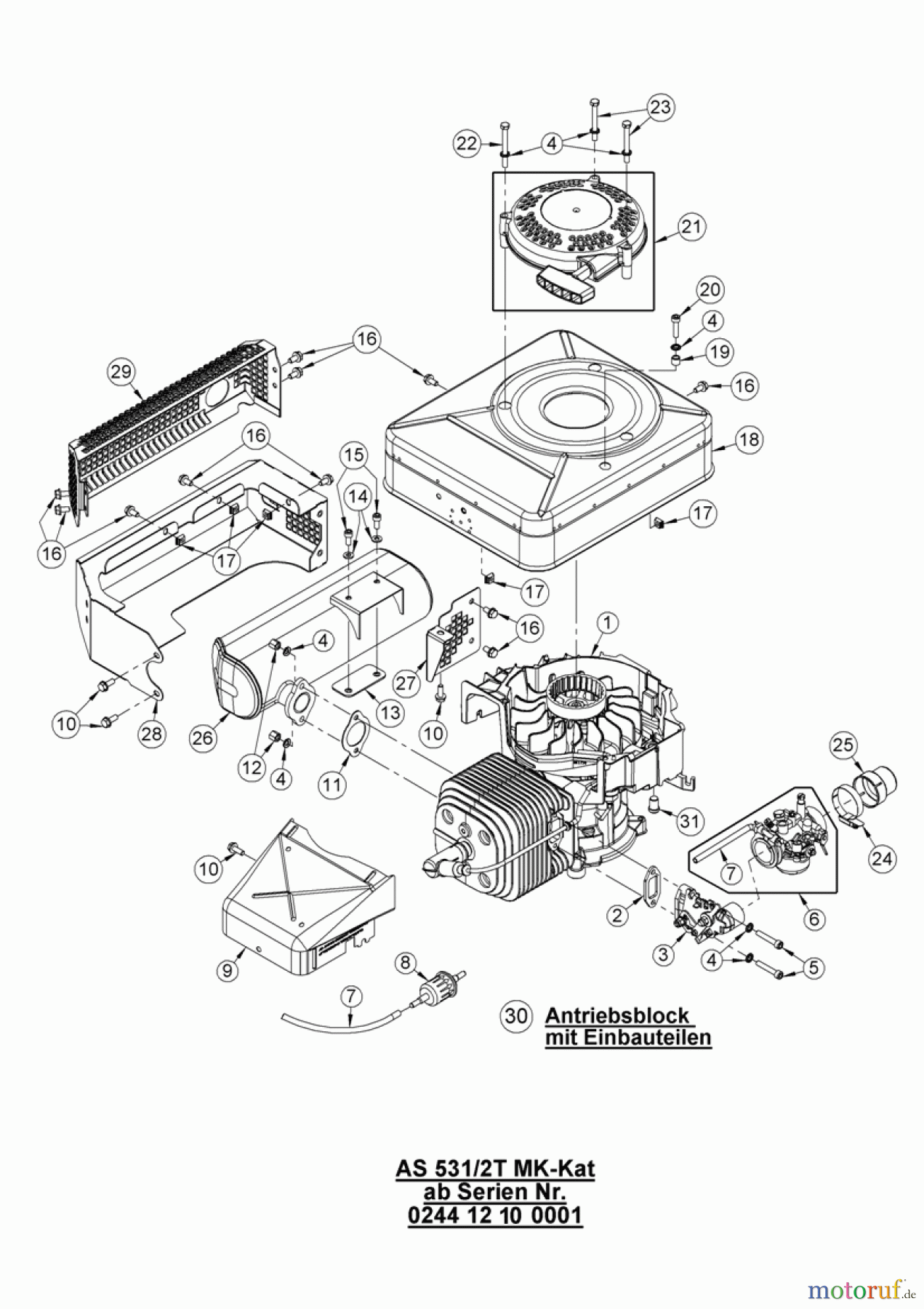  AS-Motor (neu) Rasen Profi-Rasenmäher AS 531 Heckauswurf AS 531/2T MK-Kat VarioPro ab FNr. 024412100001 Antriebsblock