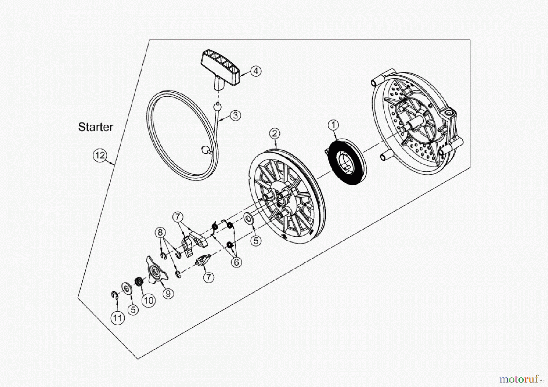 AS-Motor (neu) Rasen Profi-Rasenmäher AS 531 Heckauswurf AS 531 2T MK B und AS 531/2T B MK-Kat VarioPro ab FNr. 026313110001 Starter