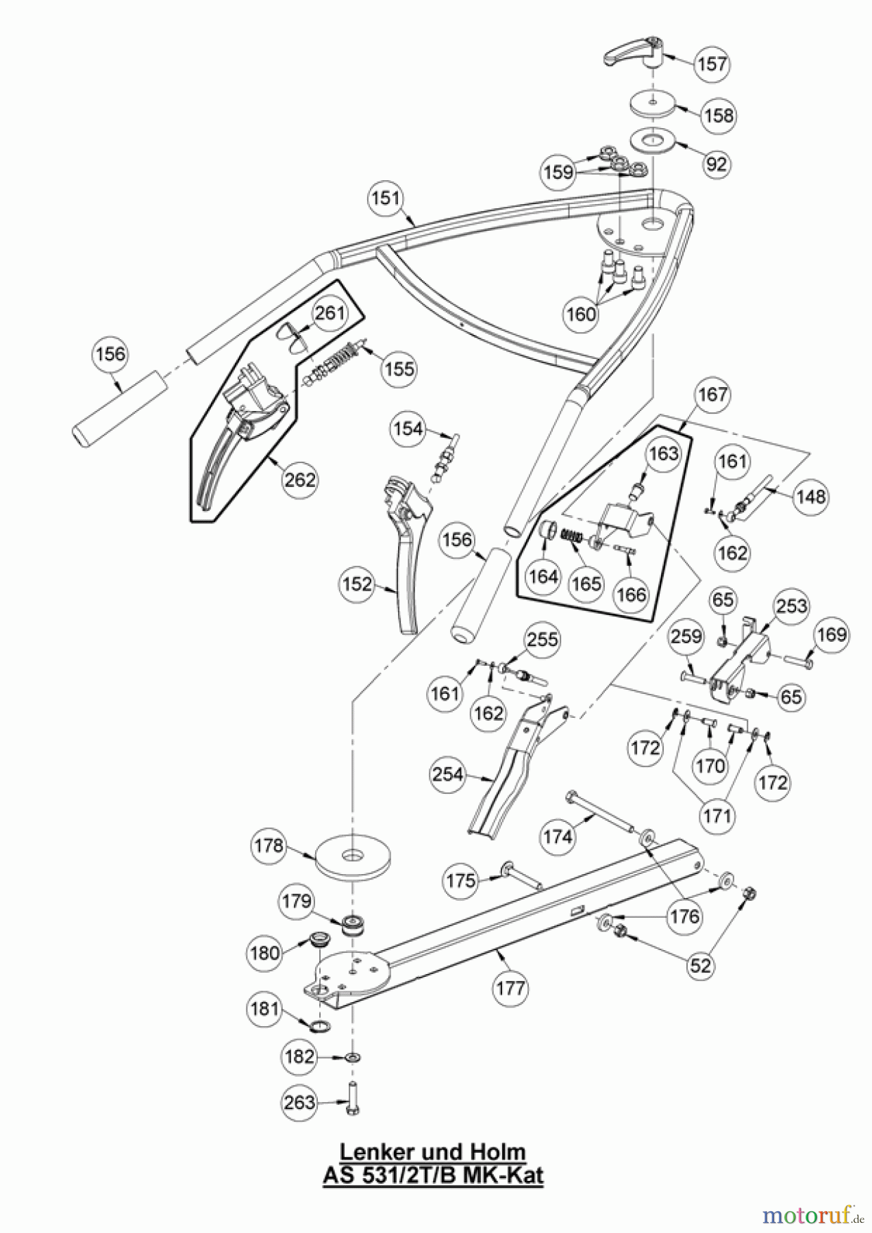  AS-Motor (neu) Rasen Profi-Rasenmäher AS 531 Heckauswurf AS 531 2T MK B und AS 531/2T B MK-Kat VarioPro ab FNr. 026313110001 Lenker und Holm