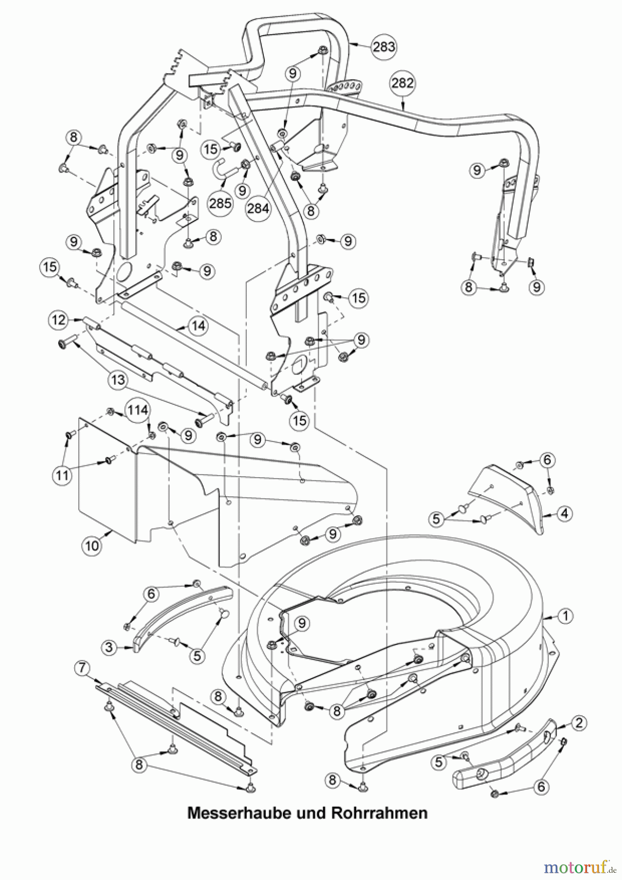  AS-Motor (neu) Rasen Profi-Rasenmäher AS 531 Heckauswurf AS 531 2T ES MK B ab FNr. 030717060001 Messerhaube mit Rohrrahmen