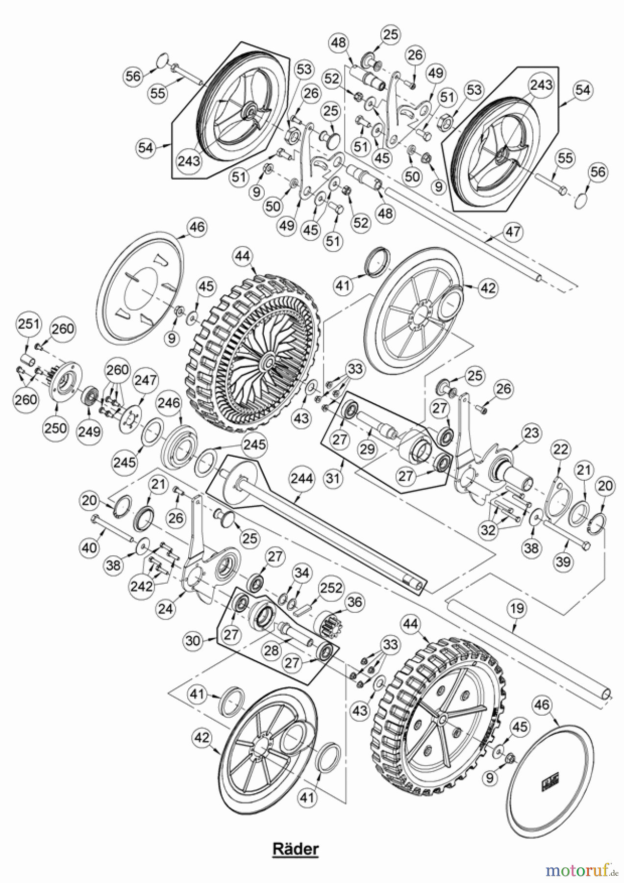 AS-Motor (neu) Rasen Profi-Rasenmäher AS 531 Heckauswurf AS 531 E-ProCut B ab FNr. 038022030001 Räder