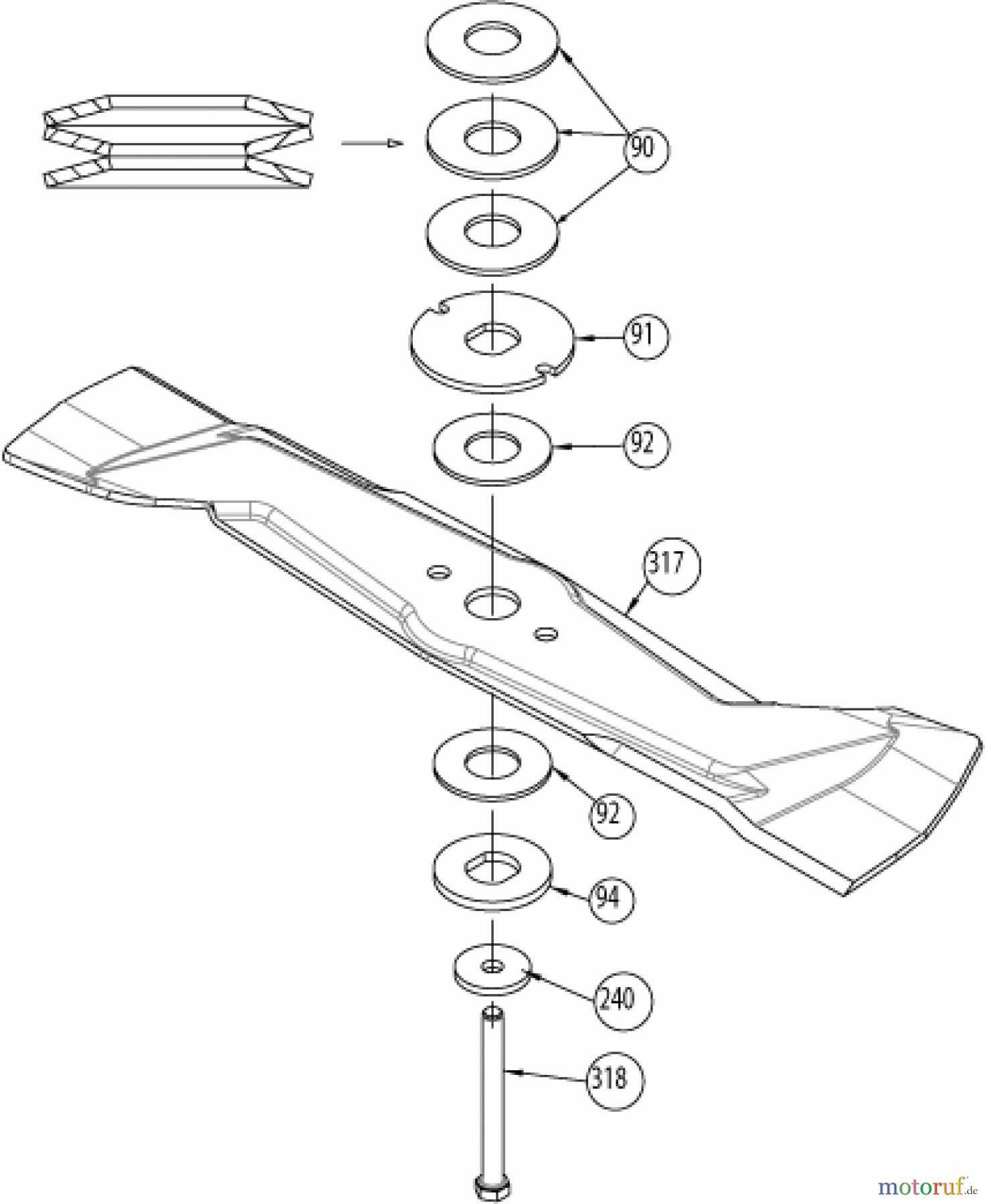 AS-Motor (neu) Rasen Profi-Rasenmäher AS 531 Heckauswurf AS 531 E-ProCut B ab FNr. 038022030001 Messer mit Befestigung