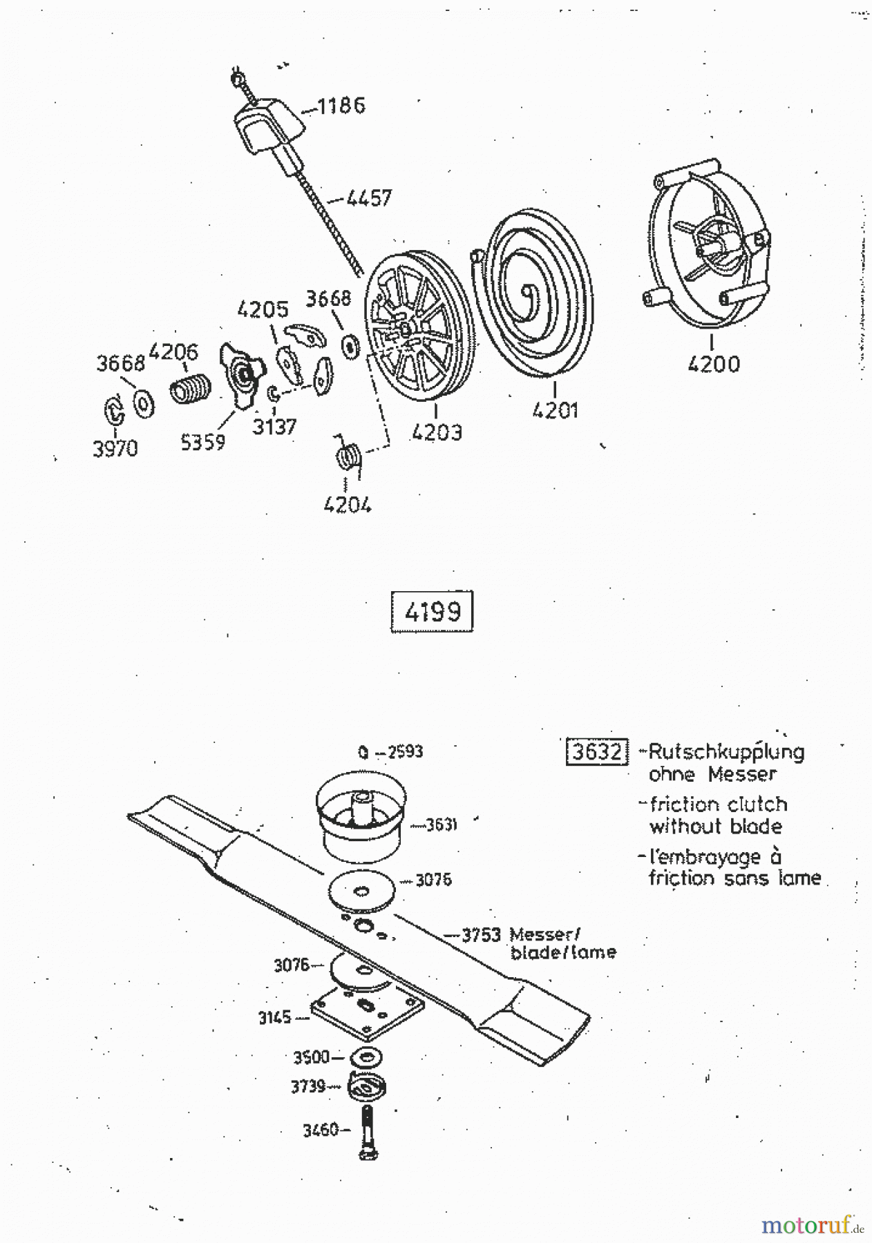  AS-Motor (neu) Rasen Profi-Rasenmäher AS 53 Standard AS 53 B2 ab FNr. 0050933001 Starter / Messer