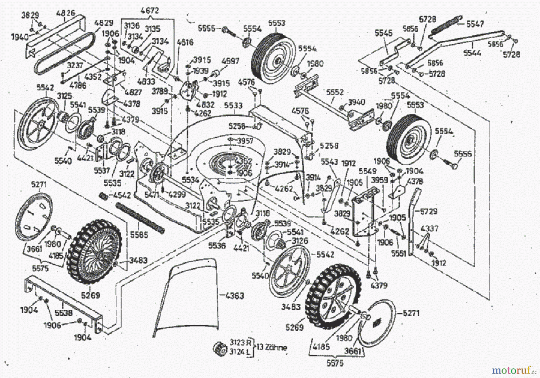 AS-Motor (neu) Rasen Profi-Rasenmäher AS 53 Standard AS 53 B3 ab FNr. 0062111001 Gehäuse