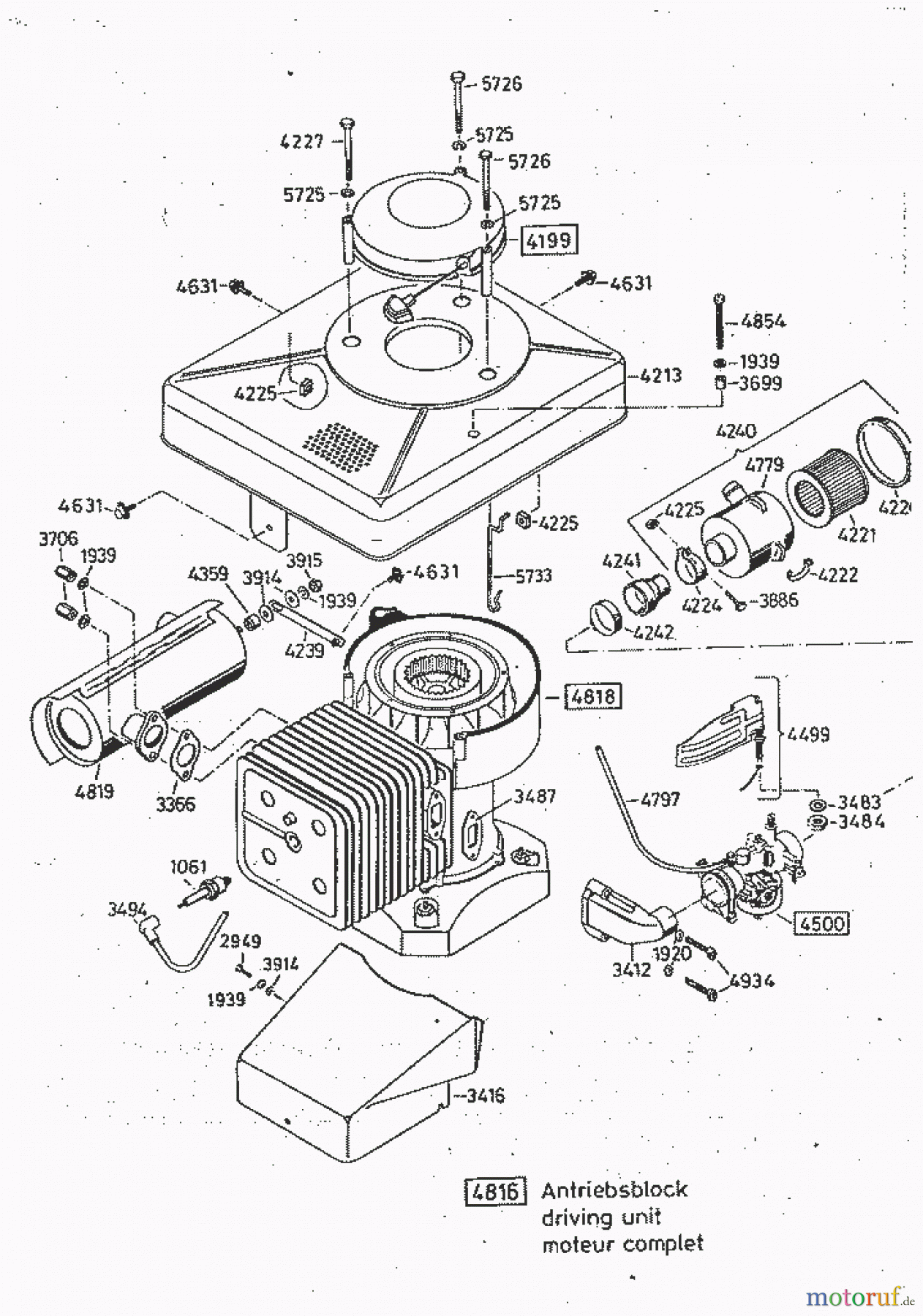 AS-Motor (neu) Rasen Profi-Rasenmäher AS 53 Standard AS 53 B3 ab FNr. 0062111001 Antriebsblock