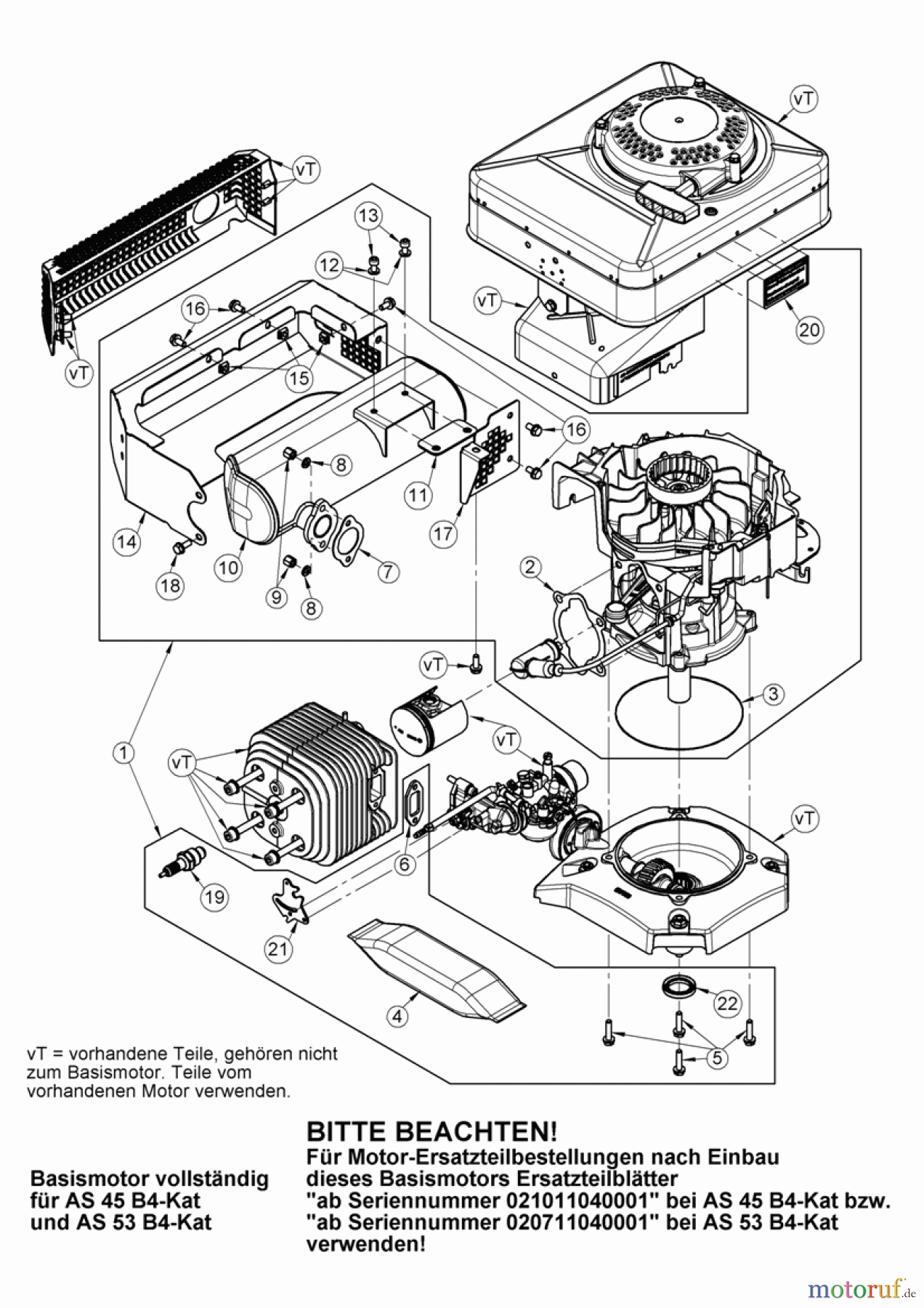 AS-Motor (neu) Rasen Profi-Rasenmäher AS 53 Standard AS 53 2T und AS 53 B4-cat ab FNr. 020708040001 Basismotor