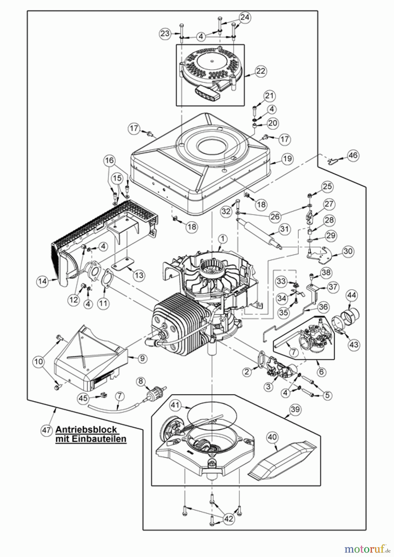 AS-Motor (neu) Rasen Profi-Rasenmäher AS 53 Standard AS 53 2T ES ab FNr. 030317060001 Antriebsblock