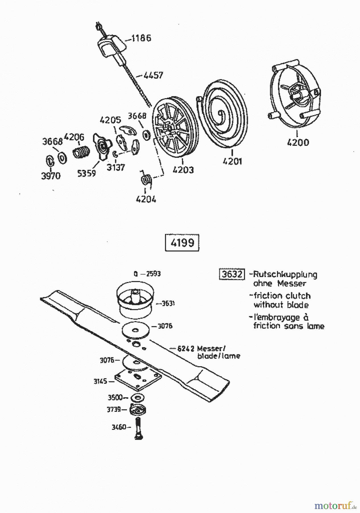AS-Motor (neu) Rasen Profi-Rasenmäher AS 53 Allrad AS 53 B1 R ab FNr. 0049233001 Starter/Messer