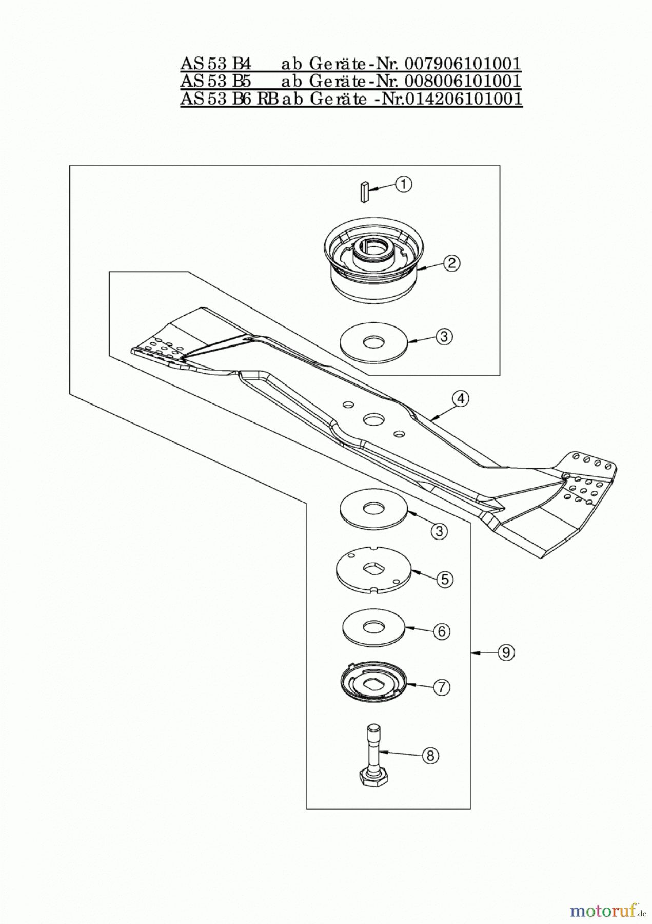  AS-Motor (neu) Rasen Profi-Rasenmäher AS 53 Allrad AS 53 B5 ab FNr. 008000404036 Messer