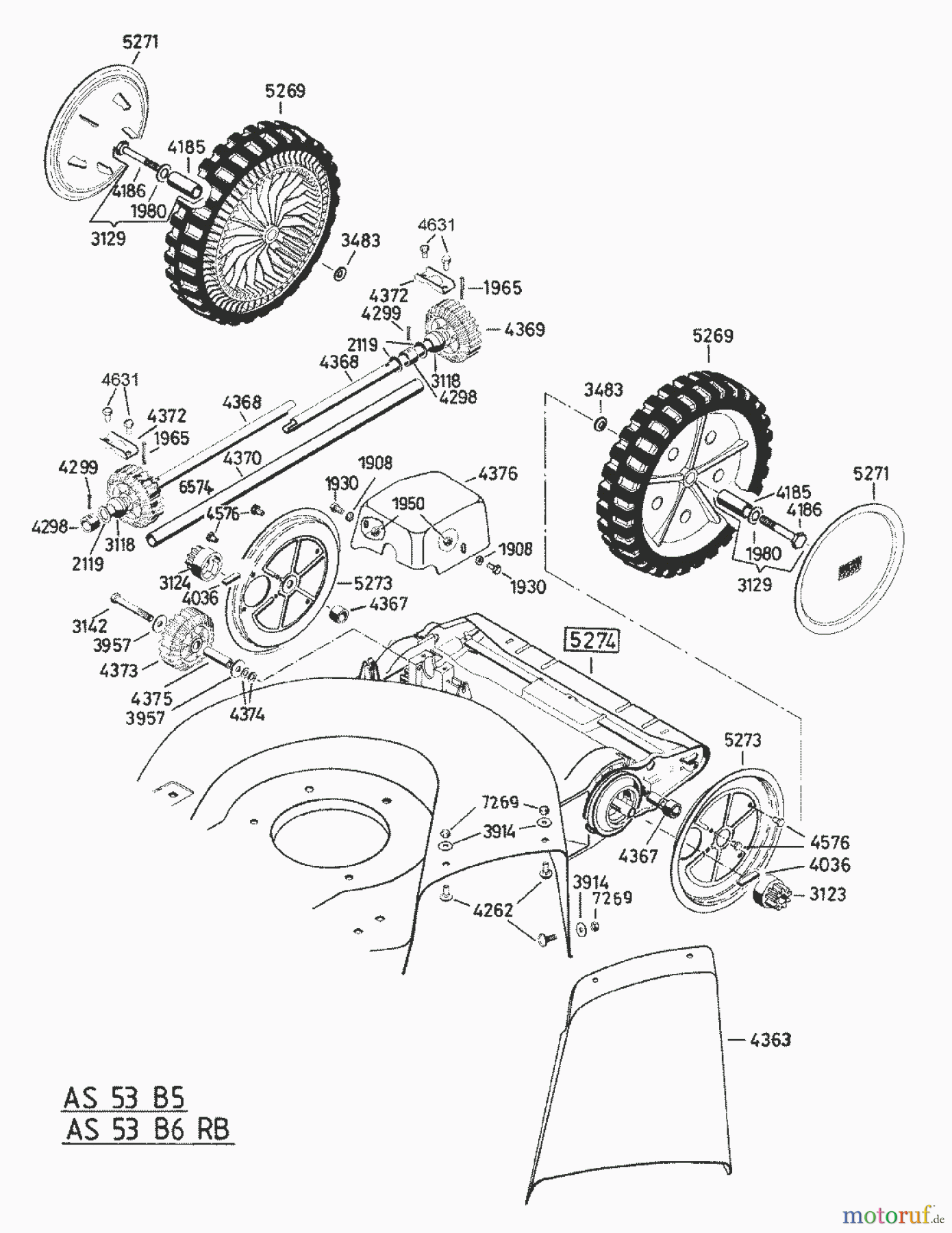  AS-Motor (neu) Rasen Profi-Rasenmäher AS 53 Allrad AS 53 B5 ab FNr. 008000404036 Vorderachse