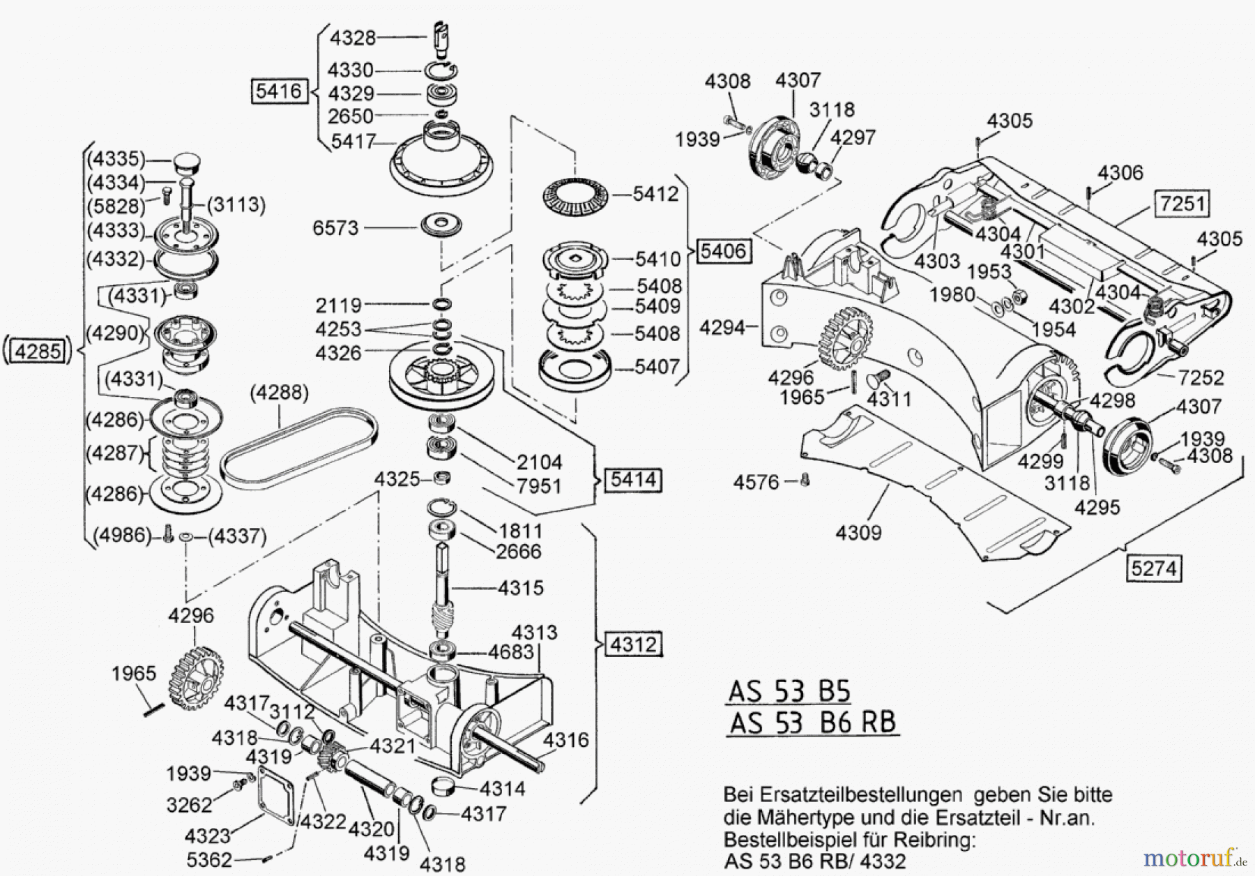 AS-Motor (neu) Rasen Profi-Rasenmäher AS 53 Allrad AS 53 B5 R ab FNr. 008100404001 Antrieb