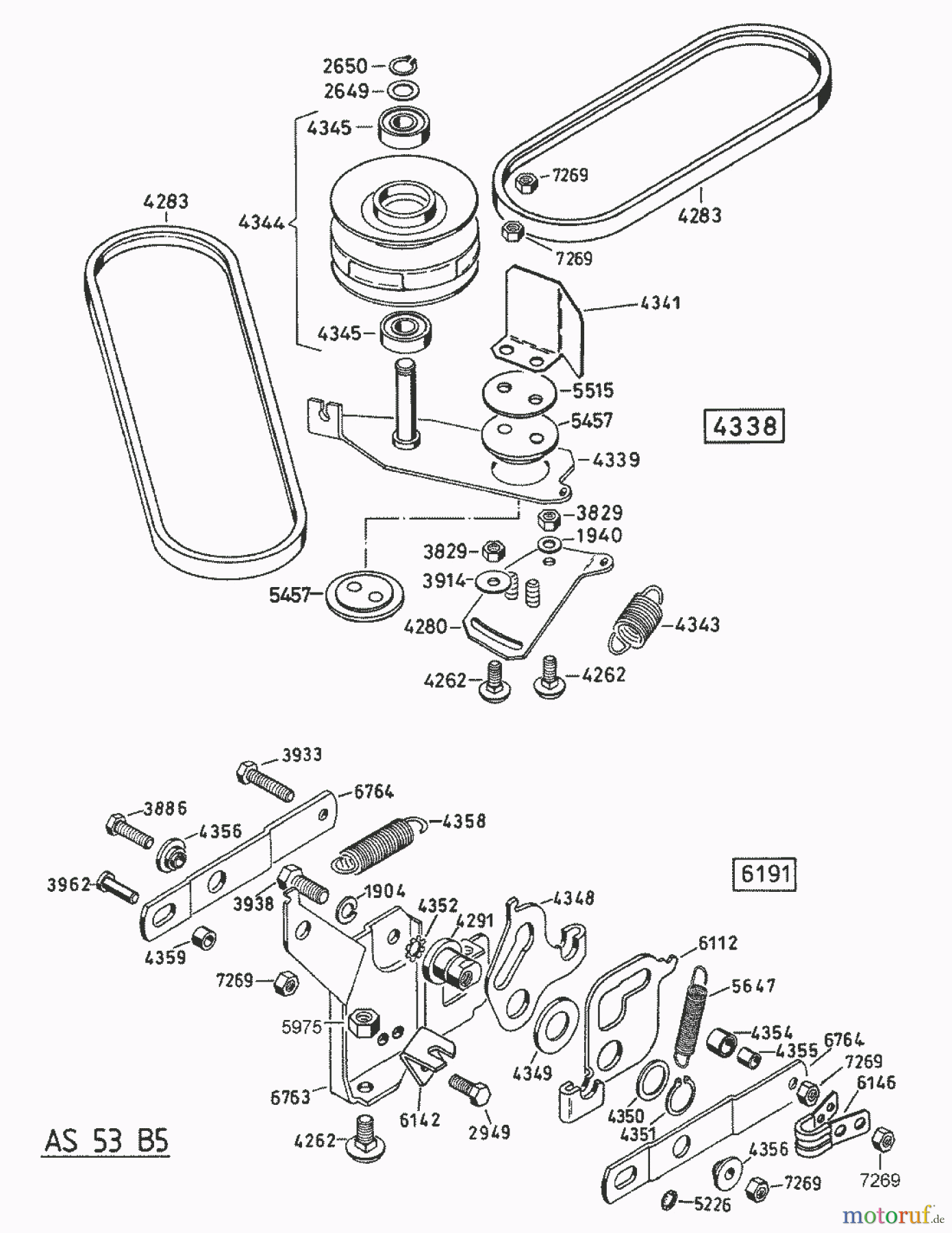 AS-Motor (neu) Rasen Profi-Rasenmäher AS 53 Allrad AS 53 B5 R ab FNr. 008100404001 Riemen