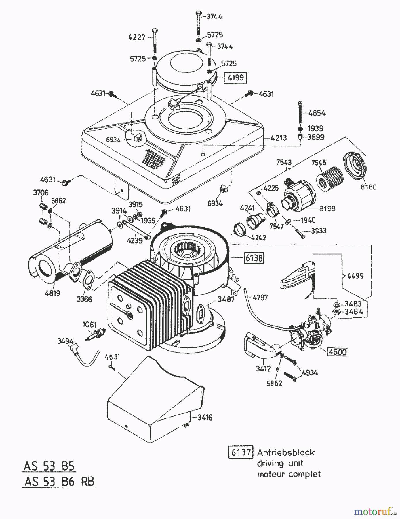AS-Motor (neu) Rasen Profi-Rasenmäher AS 53 Allrad AS 53 B5 R ab FNr. 008100404001 Antriebsblock