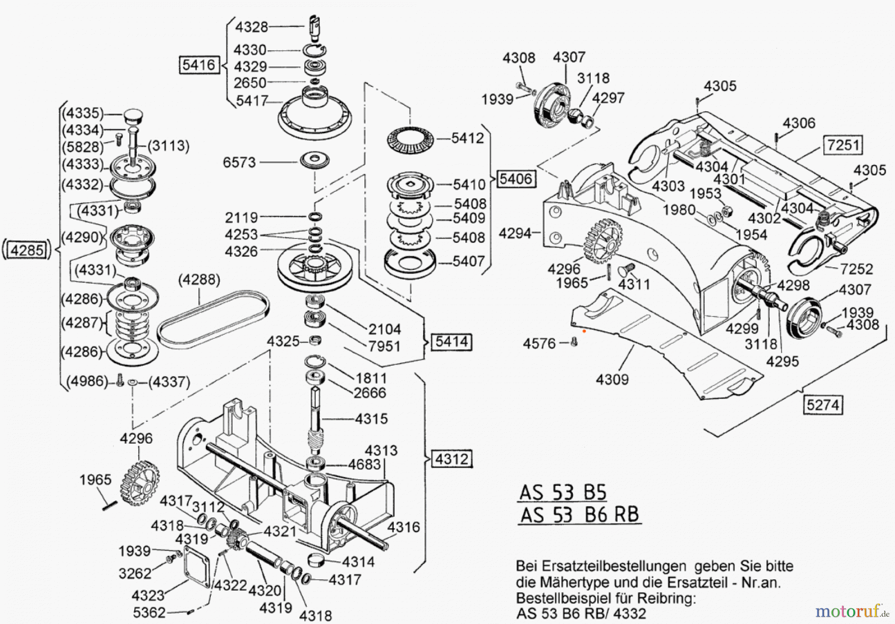 AS-Motor (neu) Rasen Profi-Rasenmäher AS 53 Allrad AS 53 B6 RB ab FNr. 014200303001 Antrieb