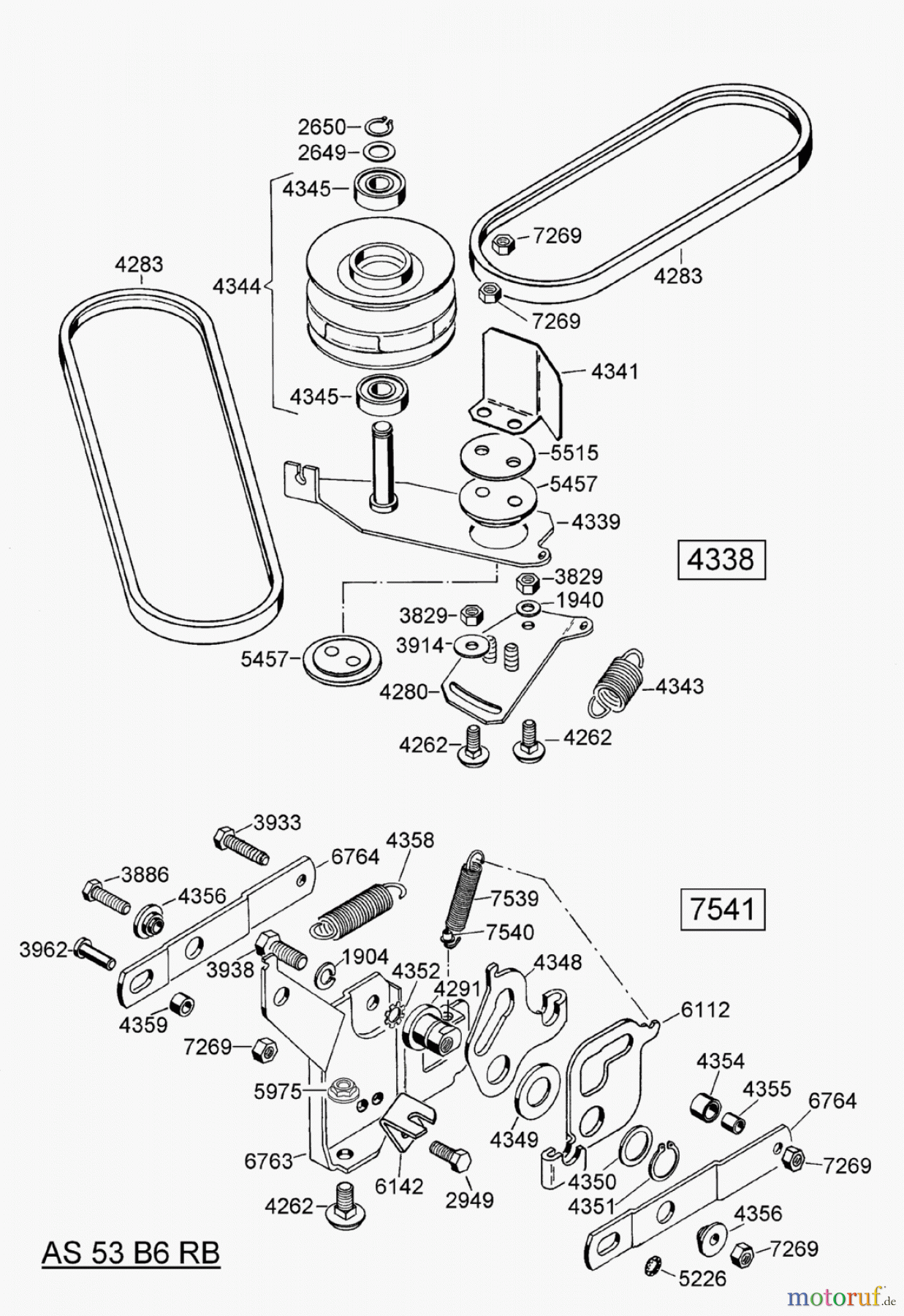 AS-Motor (neu) Rasen Profi-Rasenmäher AS 53 Allrad AS 53 B6 RB ab FNr. 014200303001 Riemen
