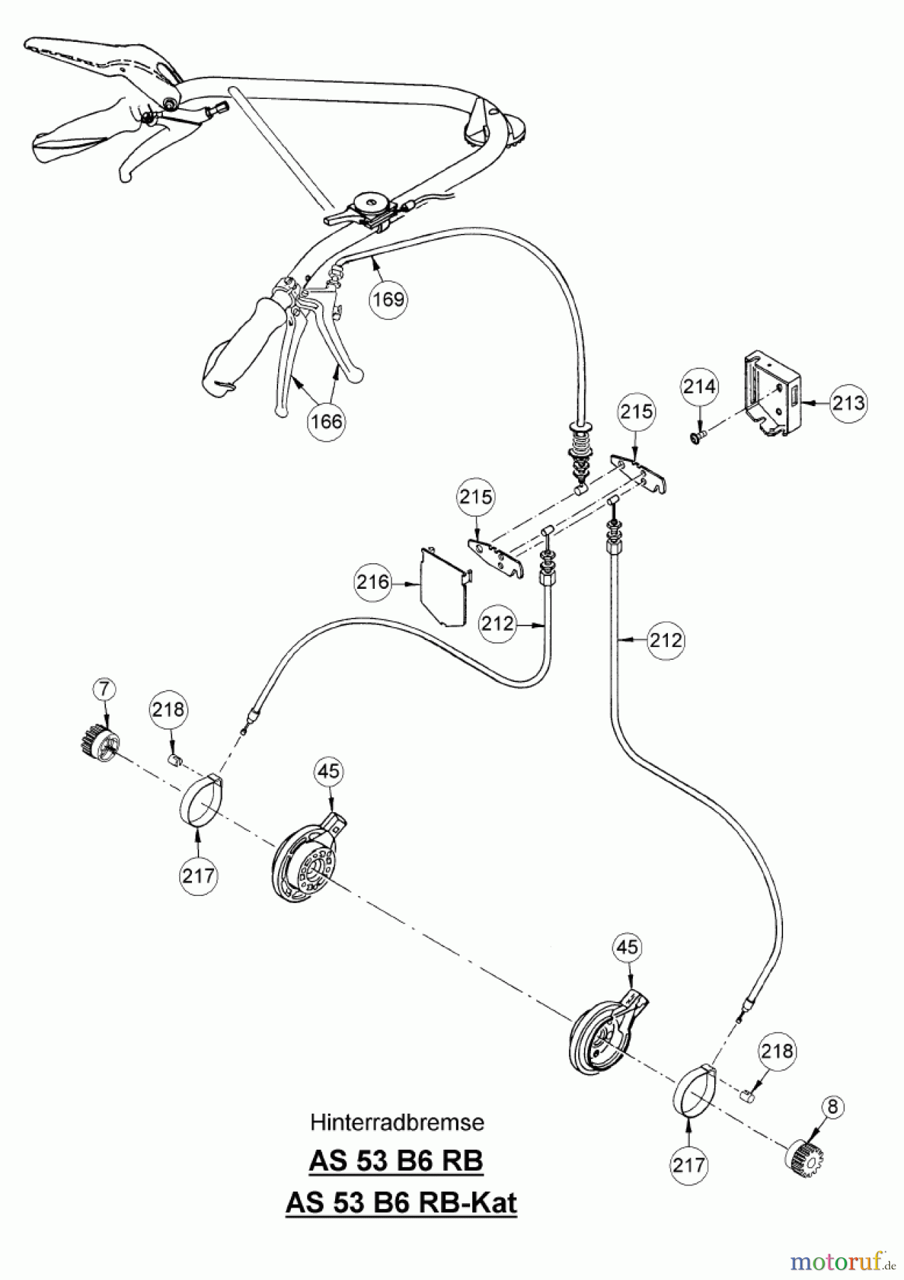  AS-Motor (neu) Rasen Profi-Rasenmäher AS 53 Allrad AS 53 2T ES 4WD RB ab FNr. 030517050001 Hinterradbremse
