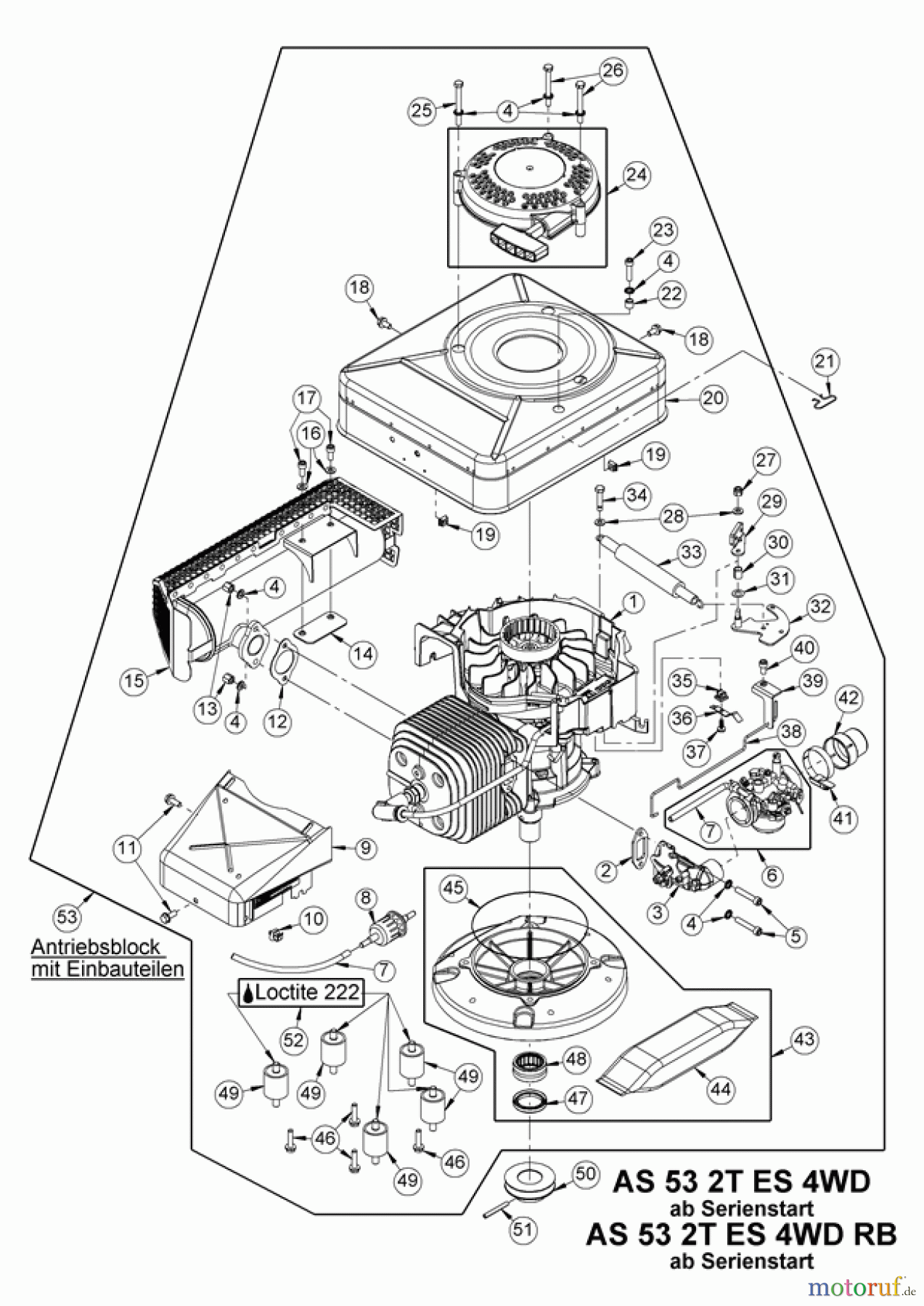 AS-Motor (neu) Rasen Profi-Rasenmäher AS 53 Allrad AS 53 2T ES 4WD RB ab FNr. 030517050001 Antriebsblock