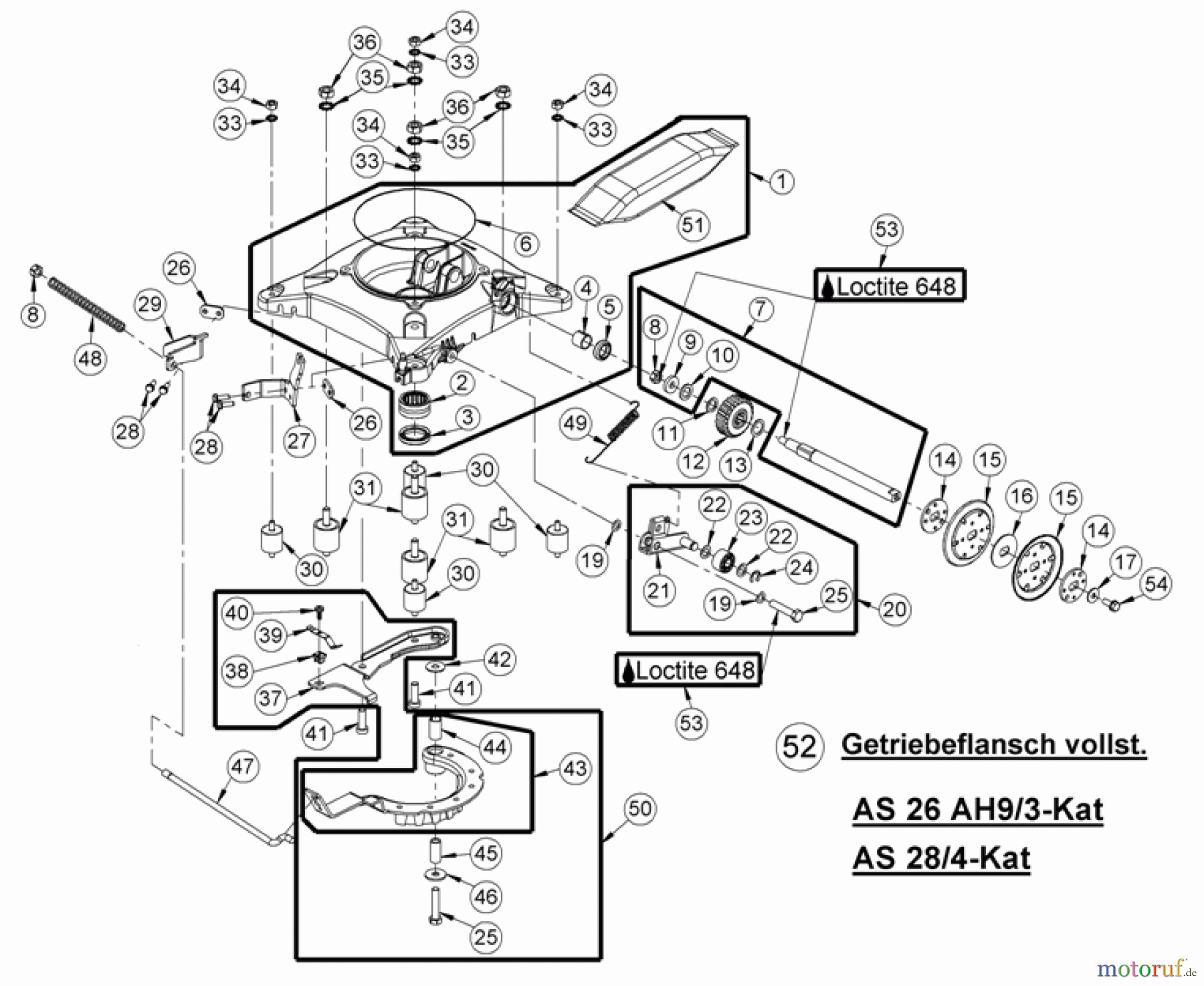 AS-Motor (neu) Rasen Hochgras Allmäher AS 28 AS 28/4 ab FNr. 013508100001 Getriebeflansch vollst.