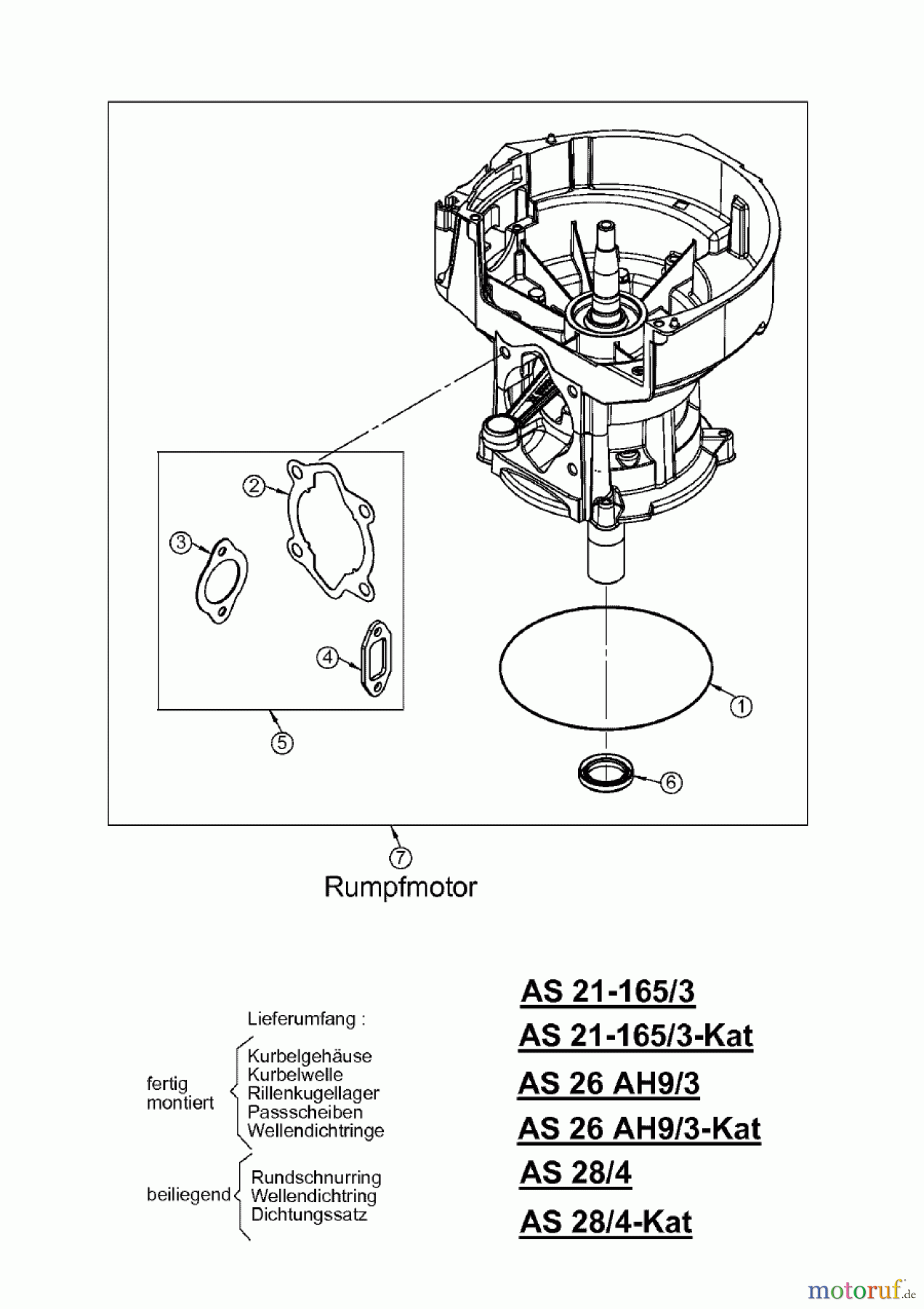AS-Motor (neu) Rasen Hochgras Allmäher AS 28 AS 28/4 ab FNr. 013508100001 Rumpfmotor