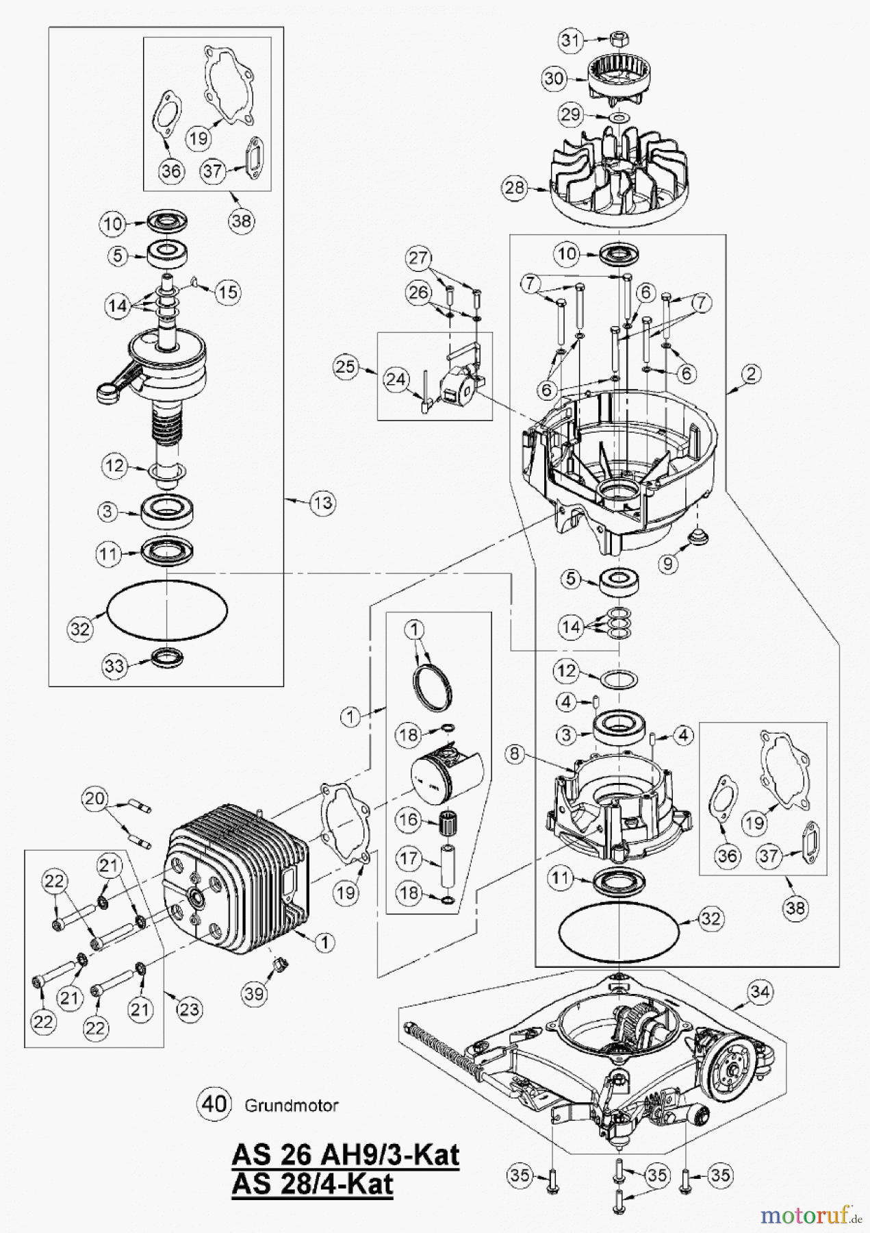 AS-Motor (neu) Rasen Hochgras Allmäher AS 28 AS 28/4 ab FNr. 013508100001 Grundmotor