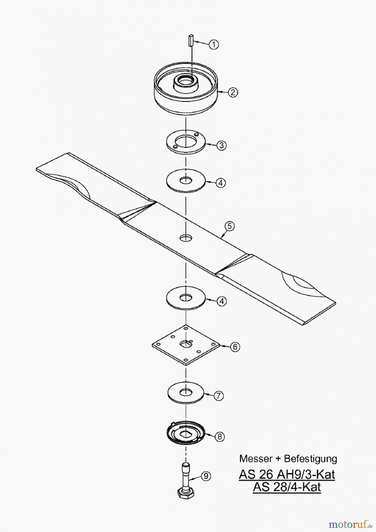  AS-Motor (neu) Rasen Hochgras Allmäher AS 28 AS 28/4 ab FNr. 013508100001  Messer + Befestigung