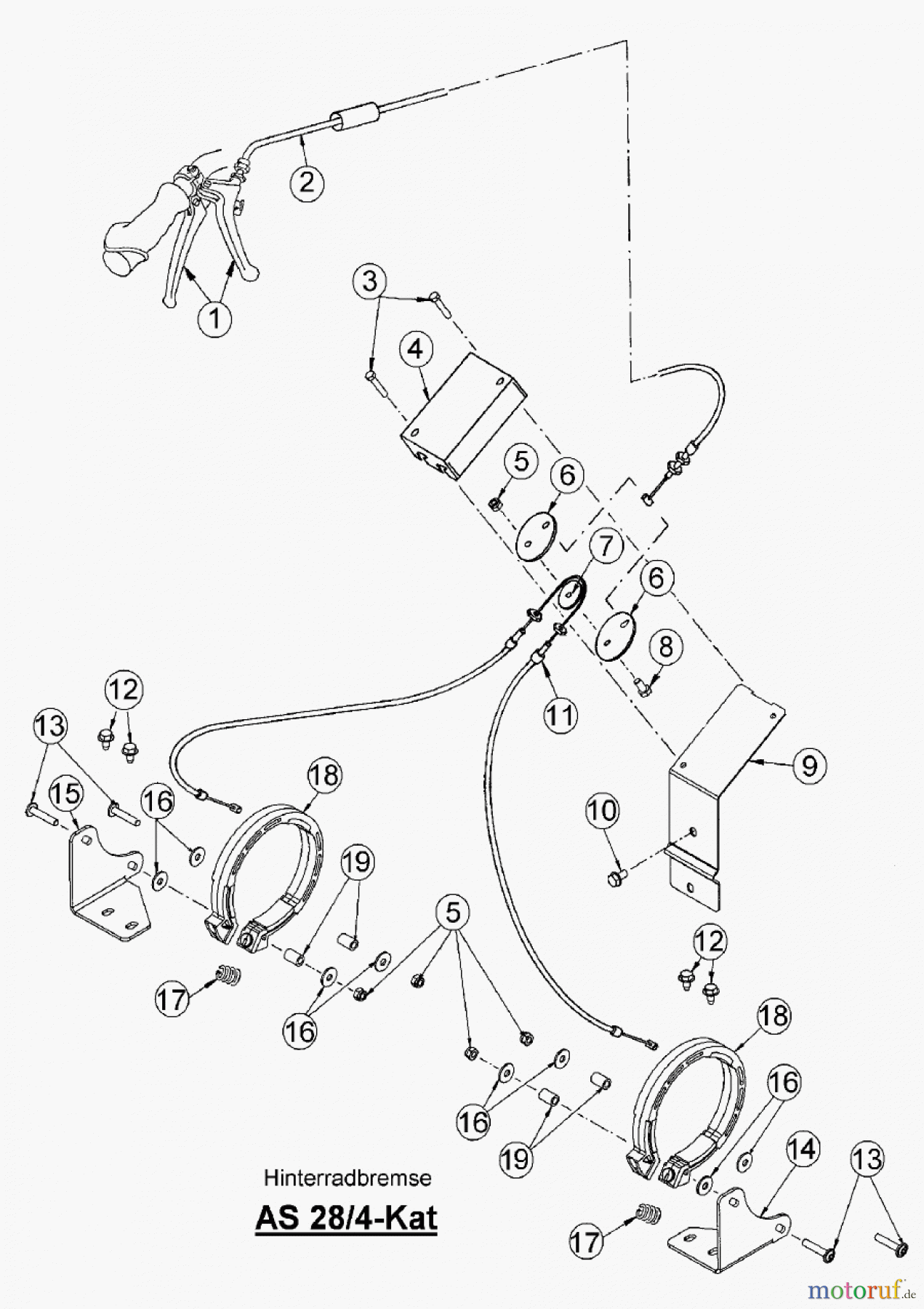AS-Motor (neu) Rasen Hochgras Allmäher AS 28 AS 28/4 ab FNr. 013508100001 Hinterradbremse