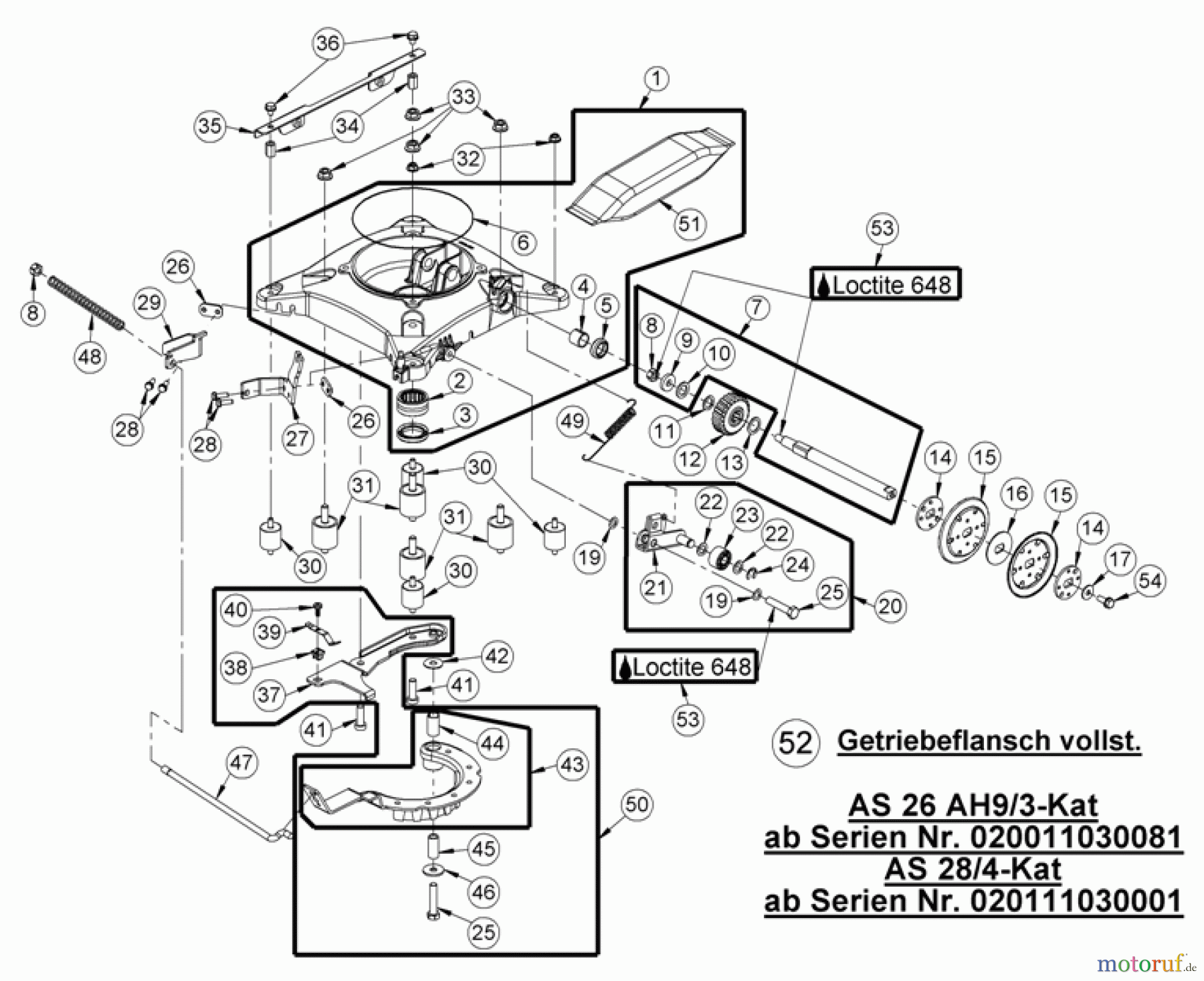  AS-Motor (neu) Hochgras Allmäher AS 26 AS 26 2T und AS 26 AH9/3 cat ab FNr. 020011030081 Getriebeflansch vollst.