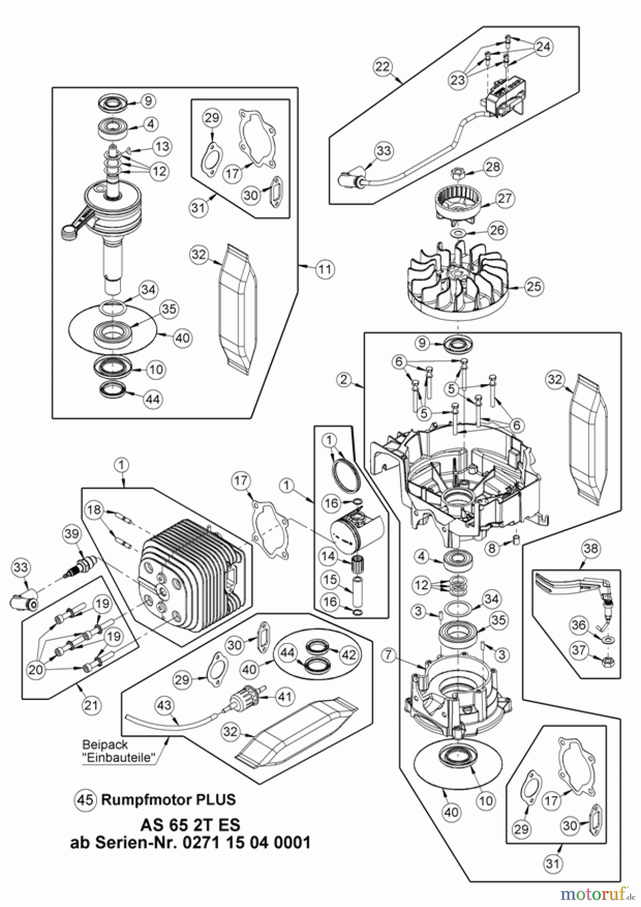  AS-Motor (neu) Hochgras Allmäher AS 65 AS 65 2T ES ab FNr. 027116050001  Rumpfmotor PLUS