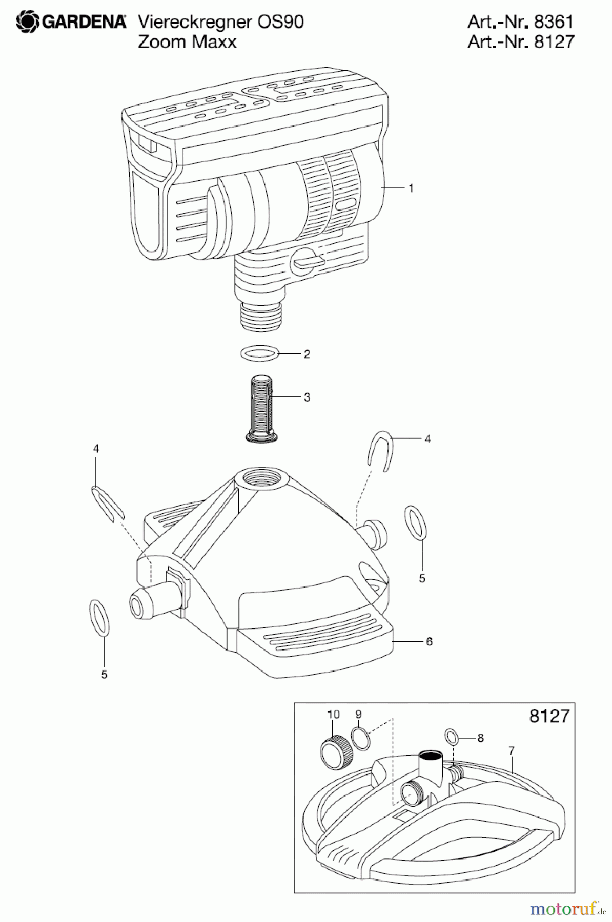  Gardena Wassertechnik Regner Zoom Max Viereckregner