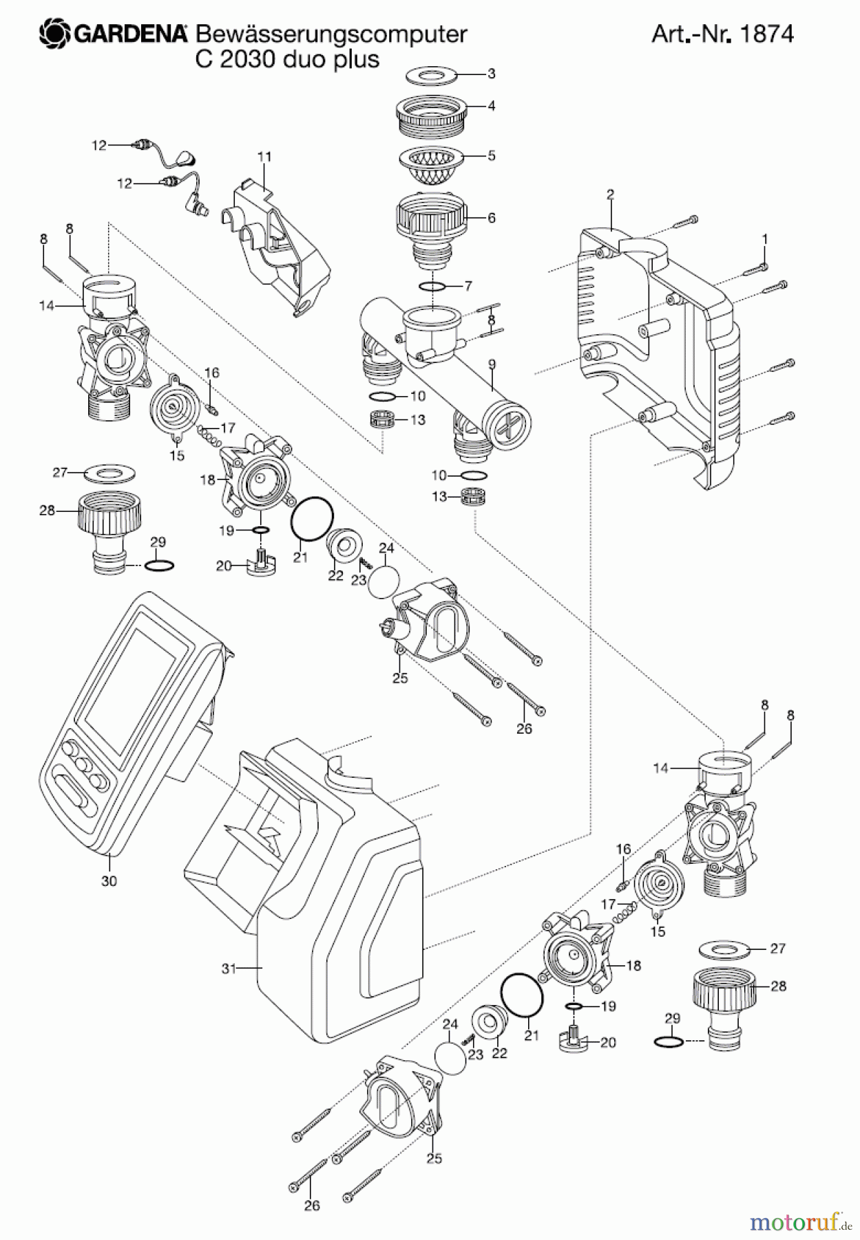 Gardena Wassertechnik Regner Bewässerungscom. C 2030 duo plus