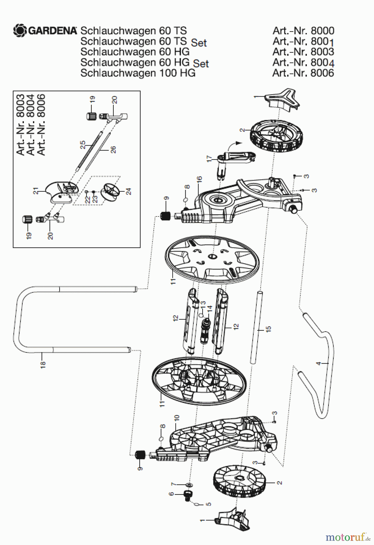 Gardena Wassertechnik Schlauchwagen Classic Schlauchwagen 60 TS Set