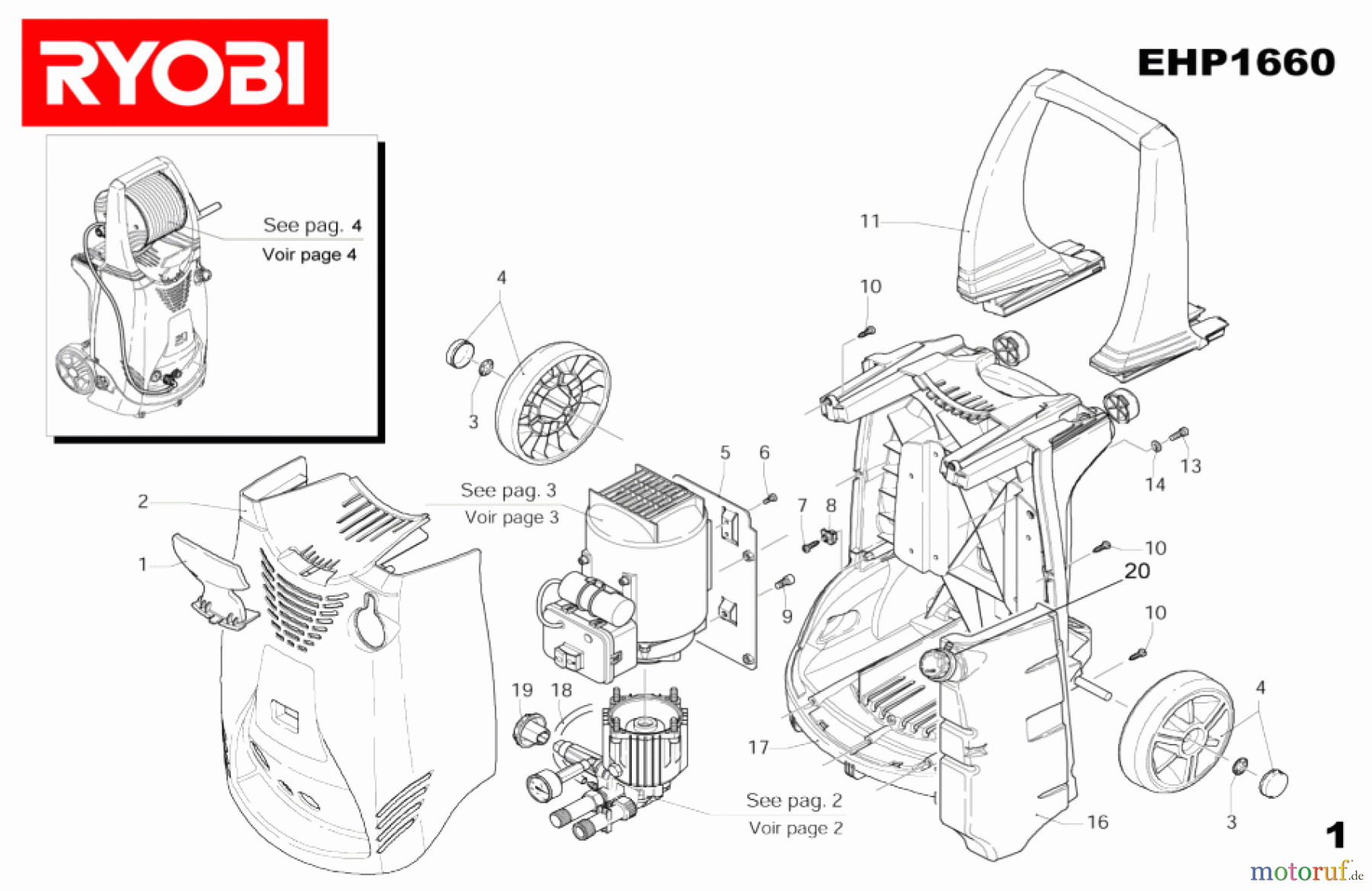 Ryobi Hochdruckreiniger EHP1660 Seite1
