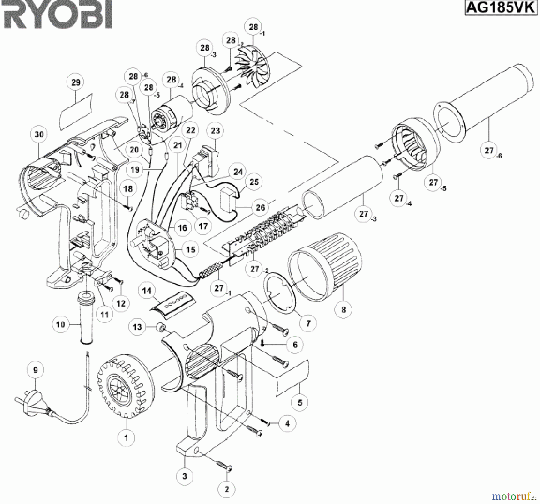 Ryobi Heißluftgebläse AG185VK