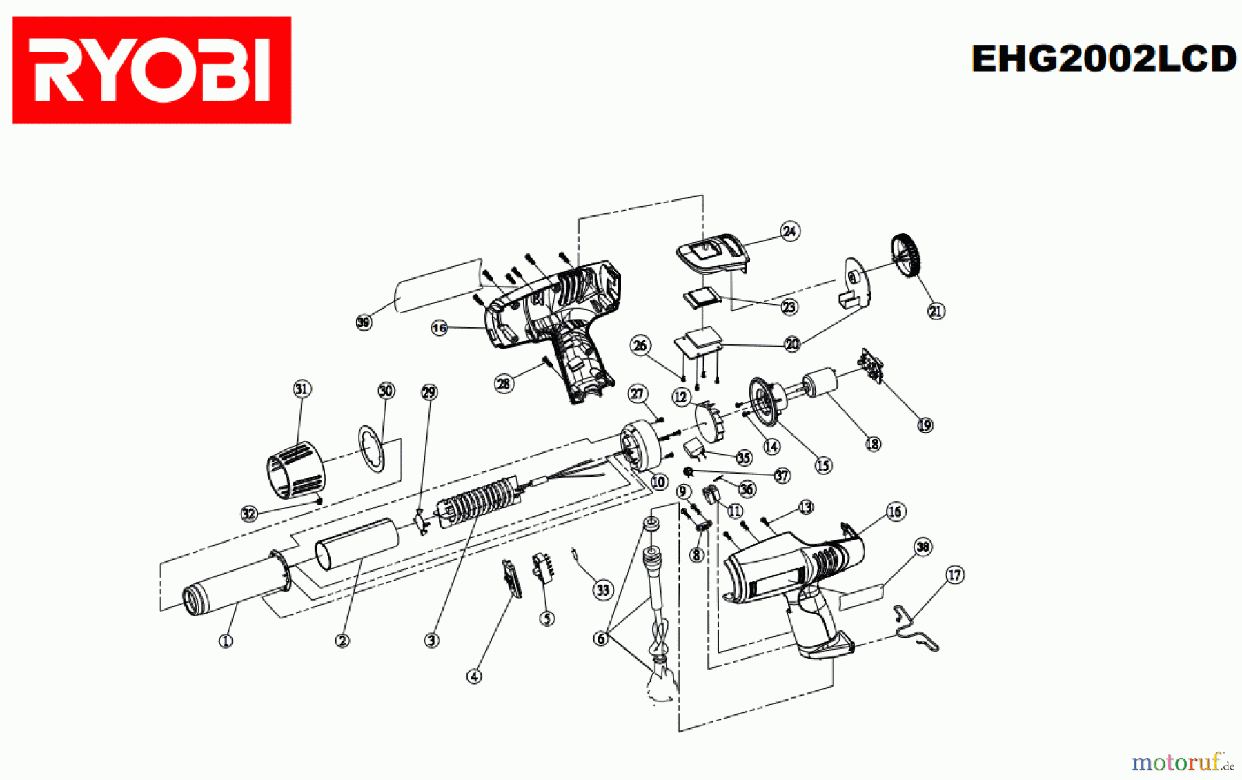 Ryobi Heißluftgebläse EHG2002LCD Seite 1