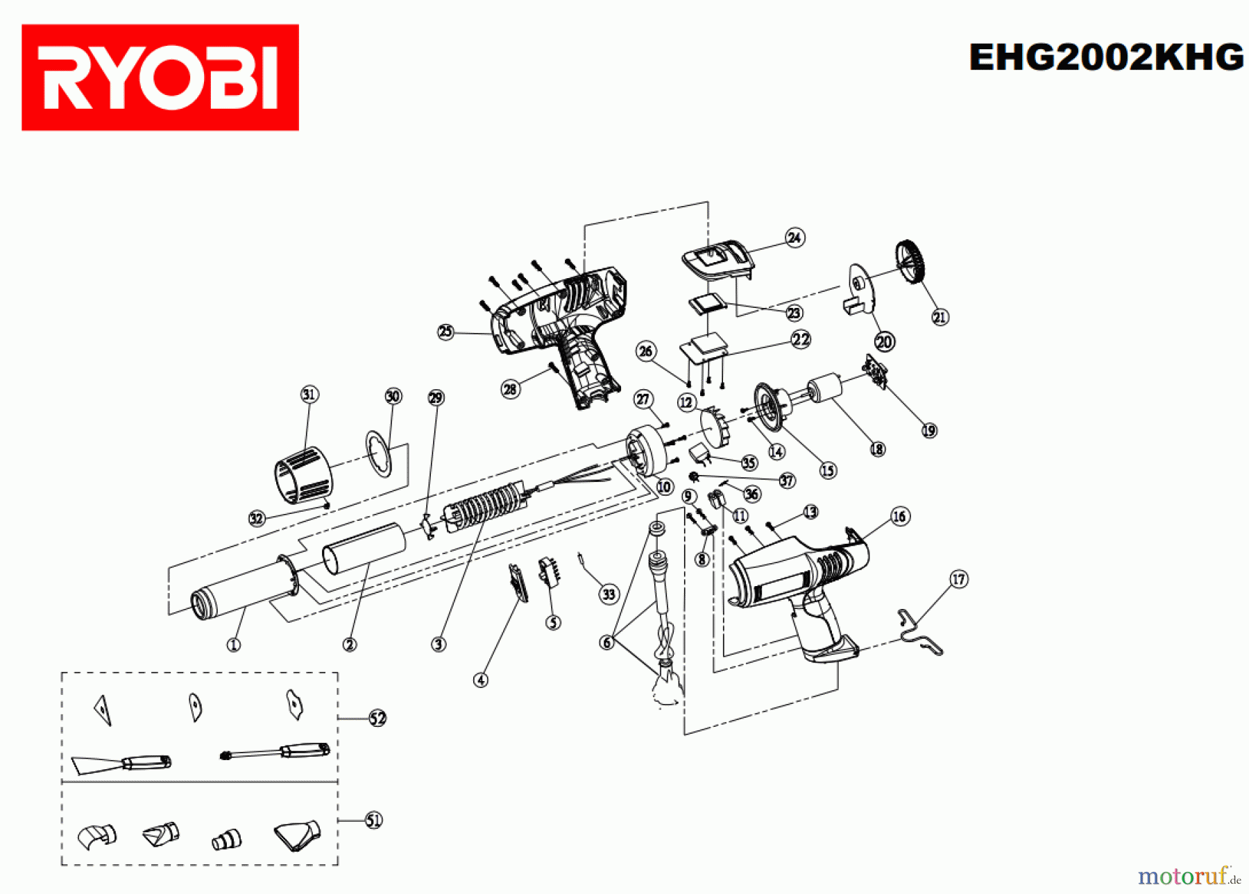 Ryobi Heißluftgebläse EHG2002KHG Seite 1