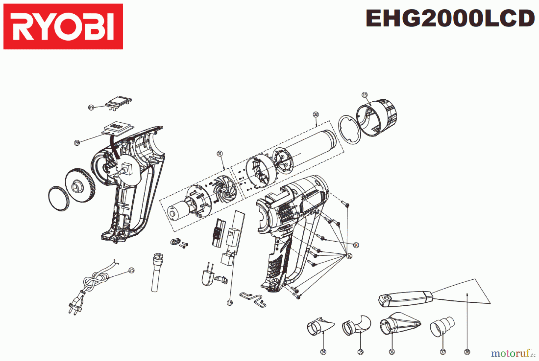 Ryobi Heißluftgebläse EHG2000LCD Seite 1