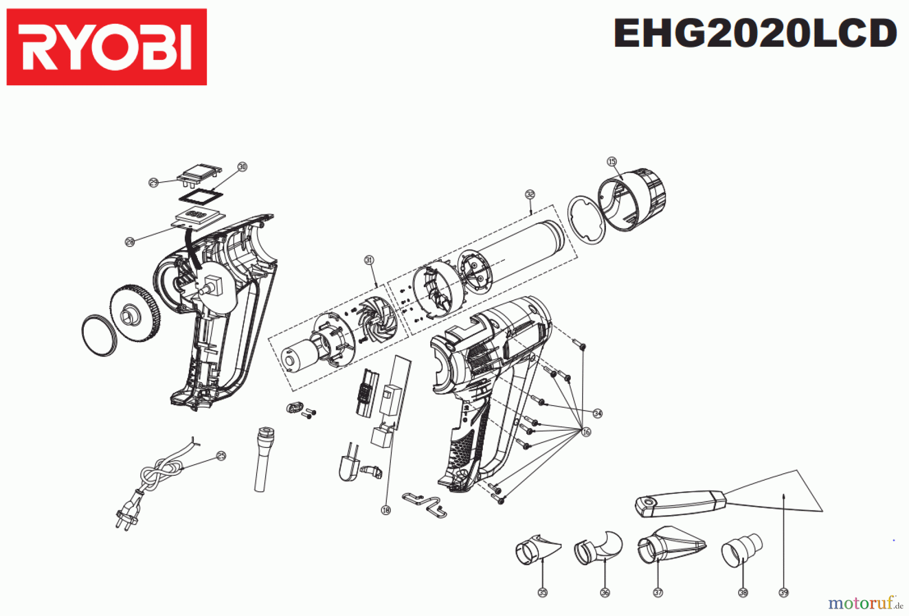 Ryobi Heißluftgebläse EHG2020LCD Seite 1